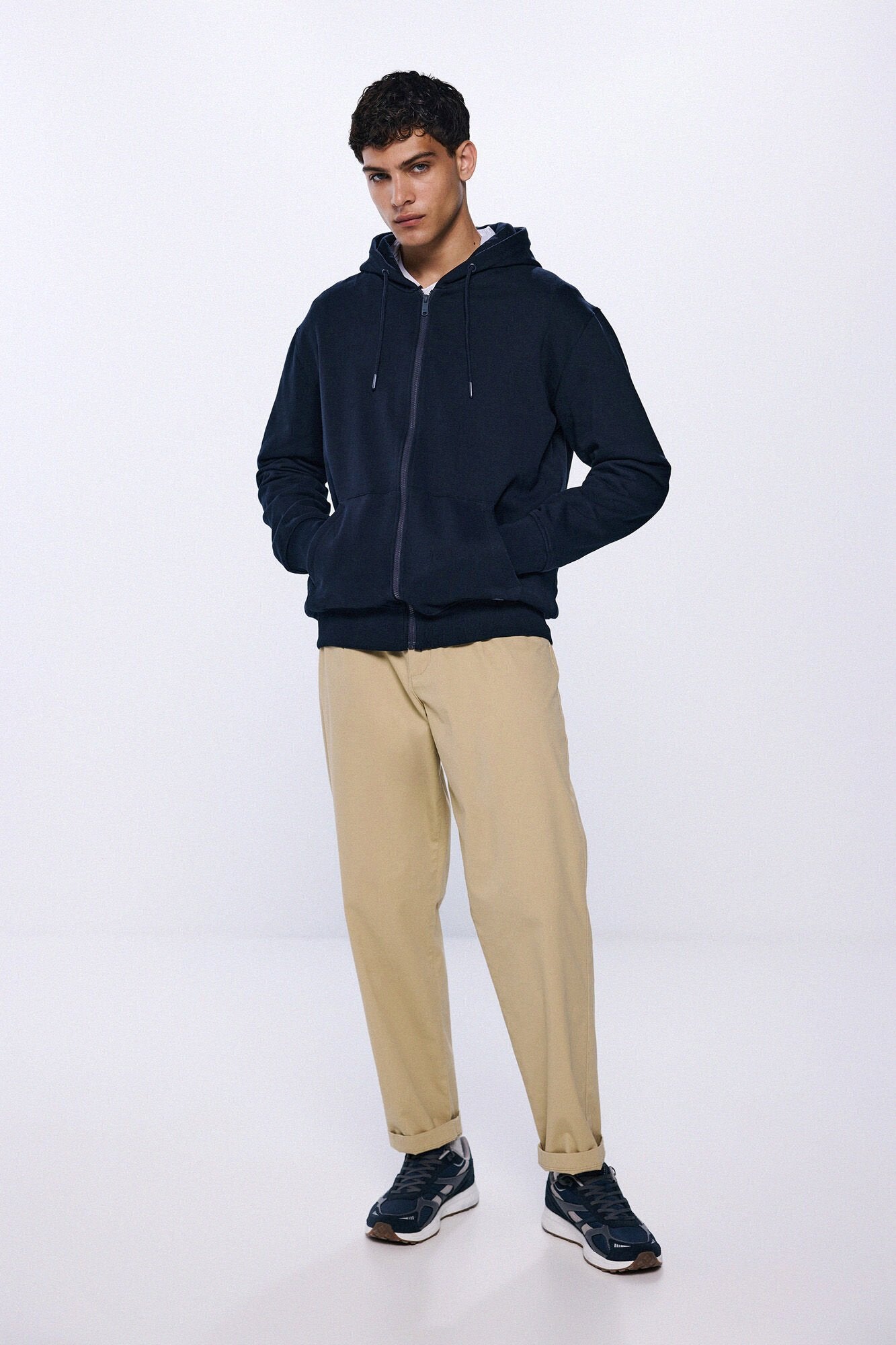 Springfield Essential Zip-Up Hoodie - Blue 4 Shaws Department Stores