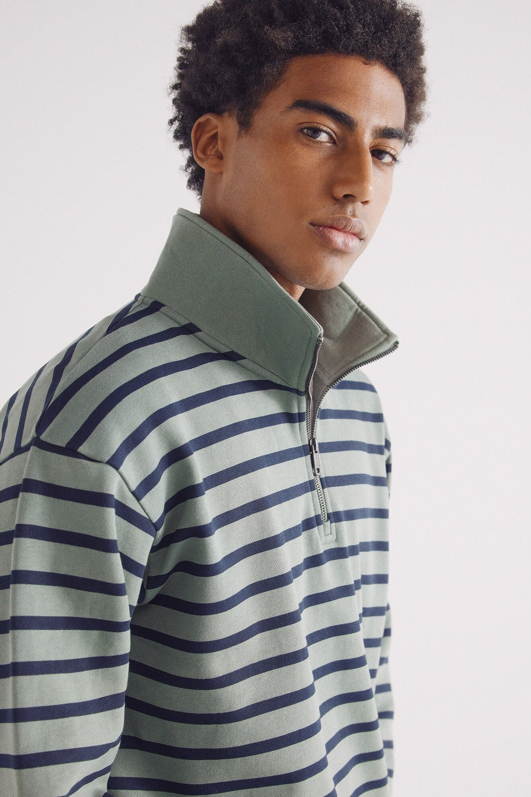 Springfield striped trucker sweatshirt - Green 4 Shaws Department Stores