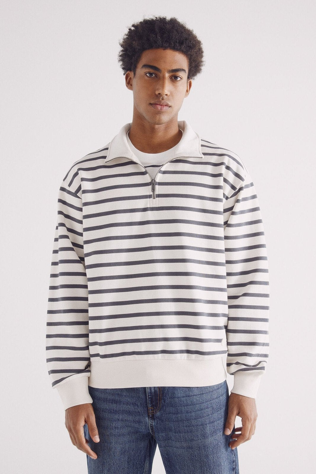 Springfield striped trucker sweatshirt - White 3 Shaws Department Stores