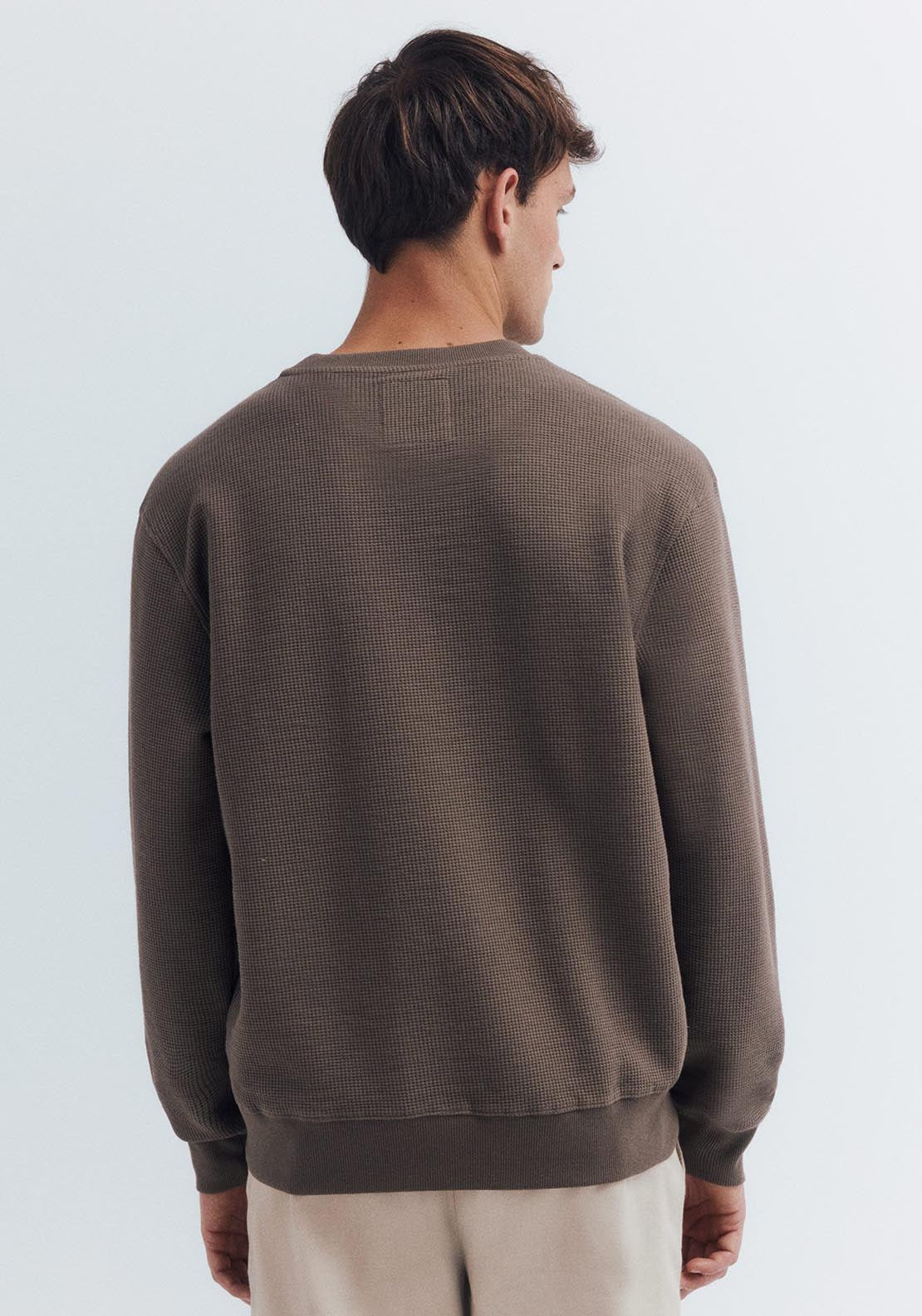 Springfield Long Sleeve Waffle T-Shirt - Brown 2 Shaws Department Stores