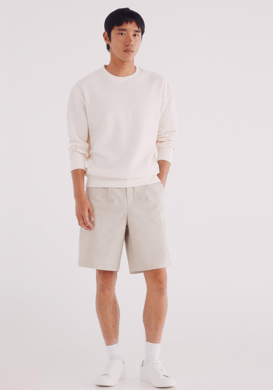Springfield Long Sleeve Waffle T-Shirt - White 4 Shaws Department Stores