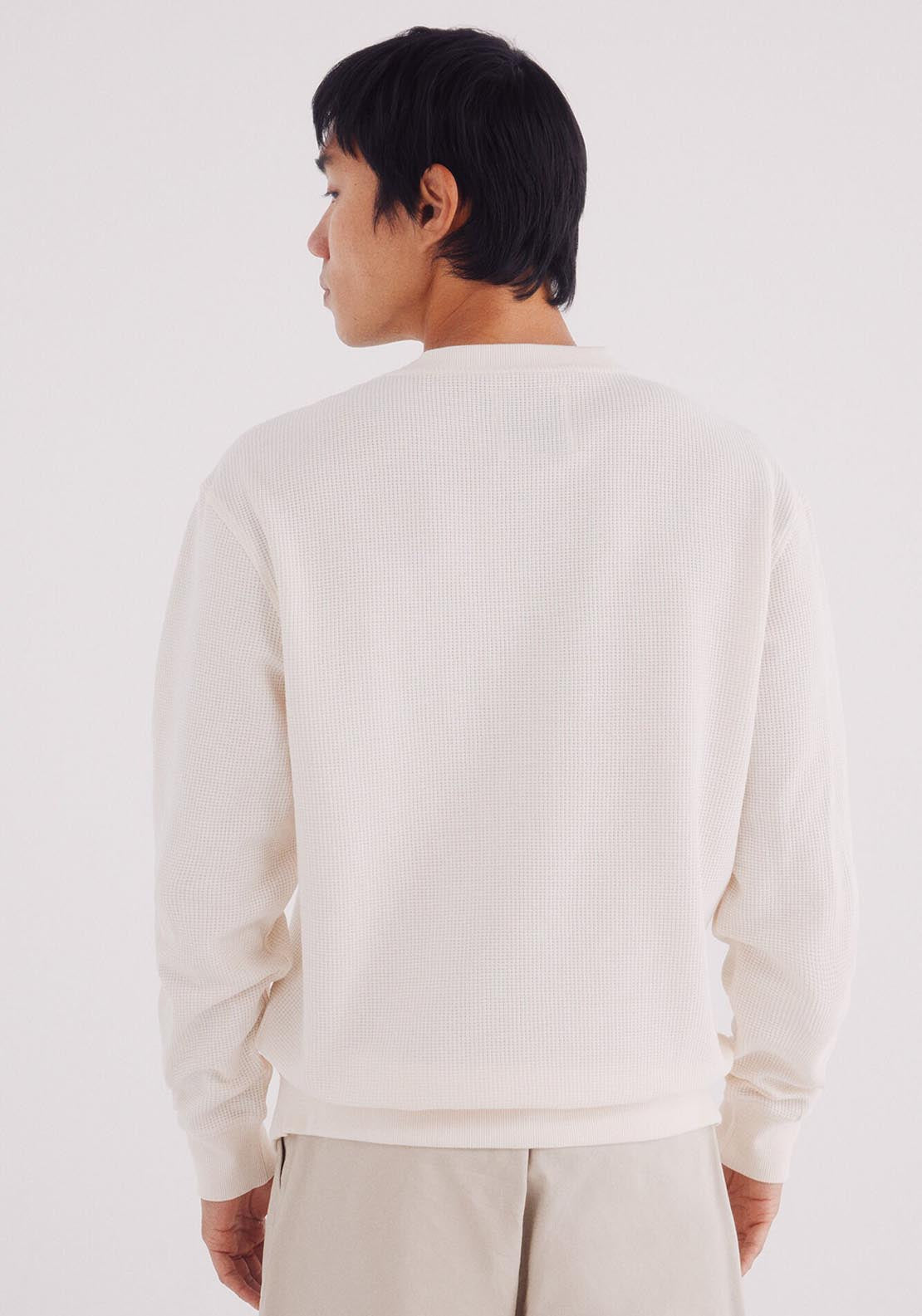 Springfield Long Sleeve Waffle T-Shirt - White 2 Shaws Department Stores