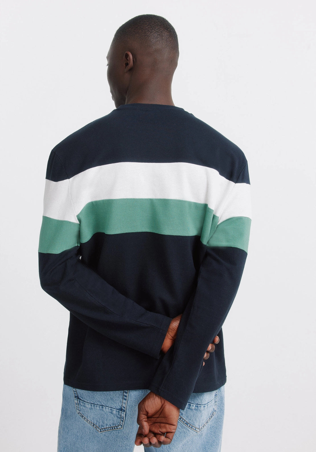 100% Cotton Long Sleeve Pique T-Shirt - Blue
