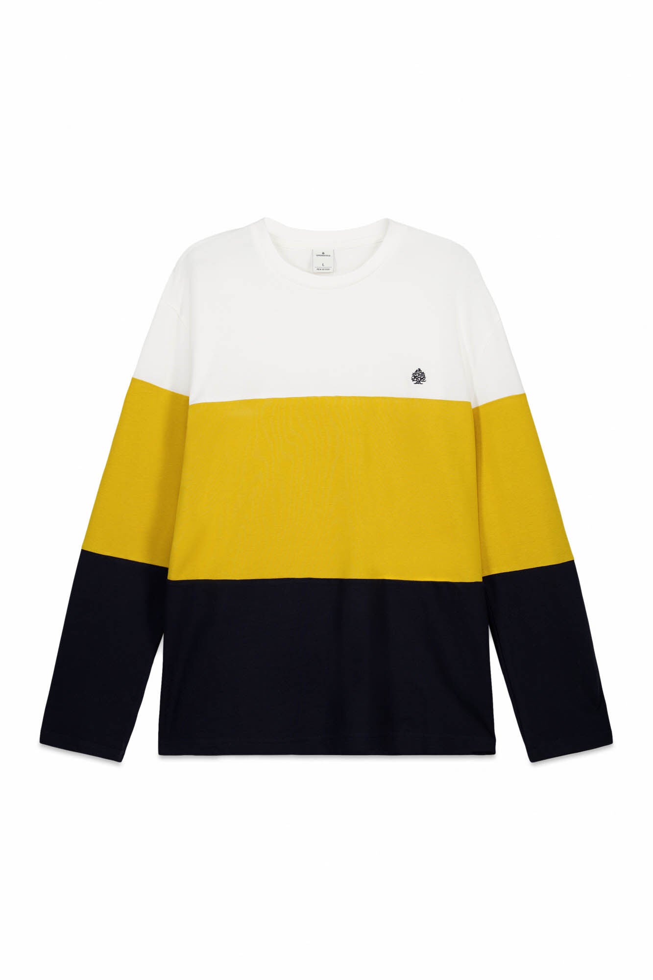 Long Sleeve Pique Block T-Shirt - White