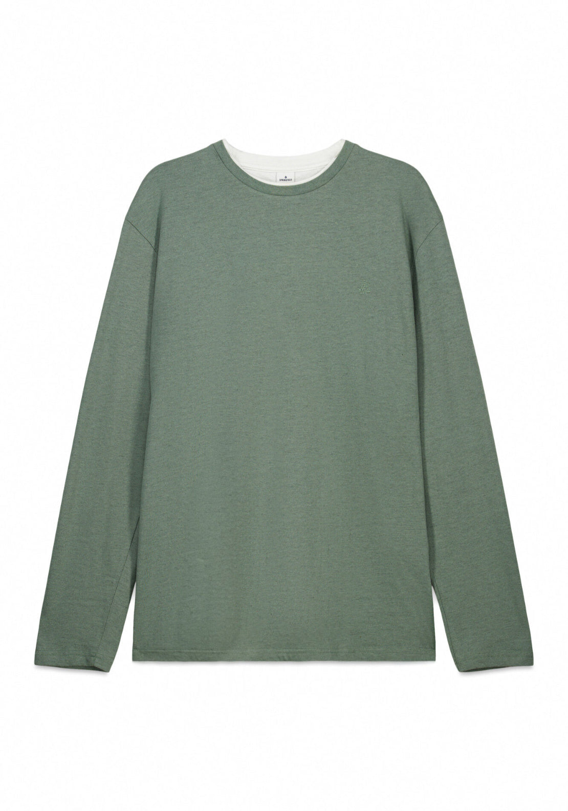 Long Sleeve Melange Effect T-Shirt - Green