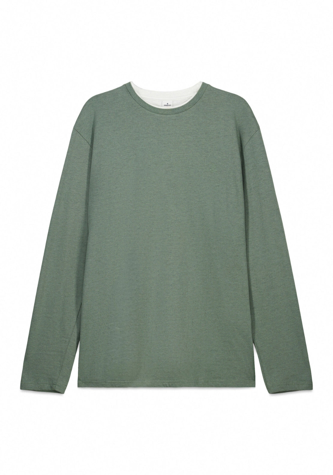 Long Sleeve Melange Effect T-Shirt - Green