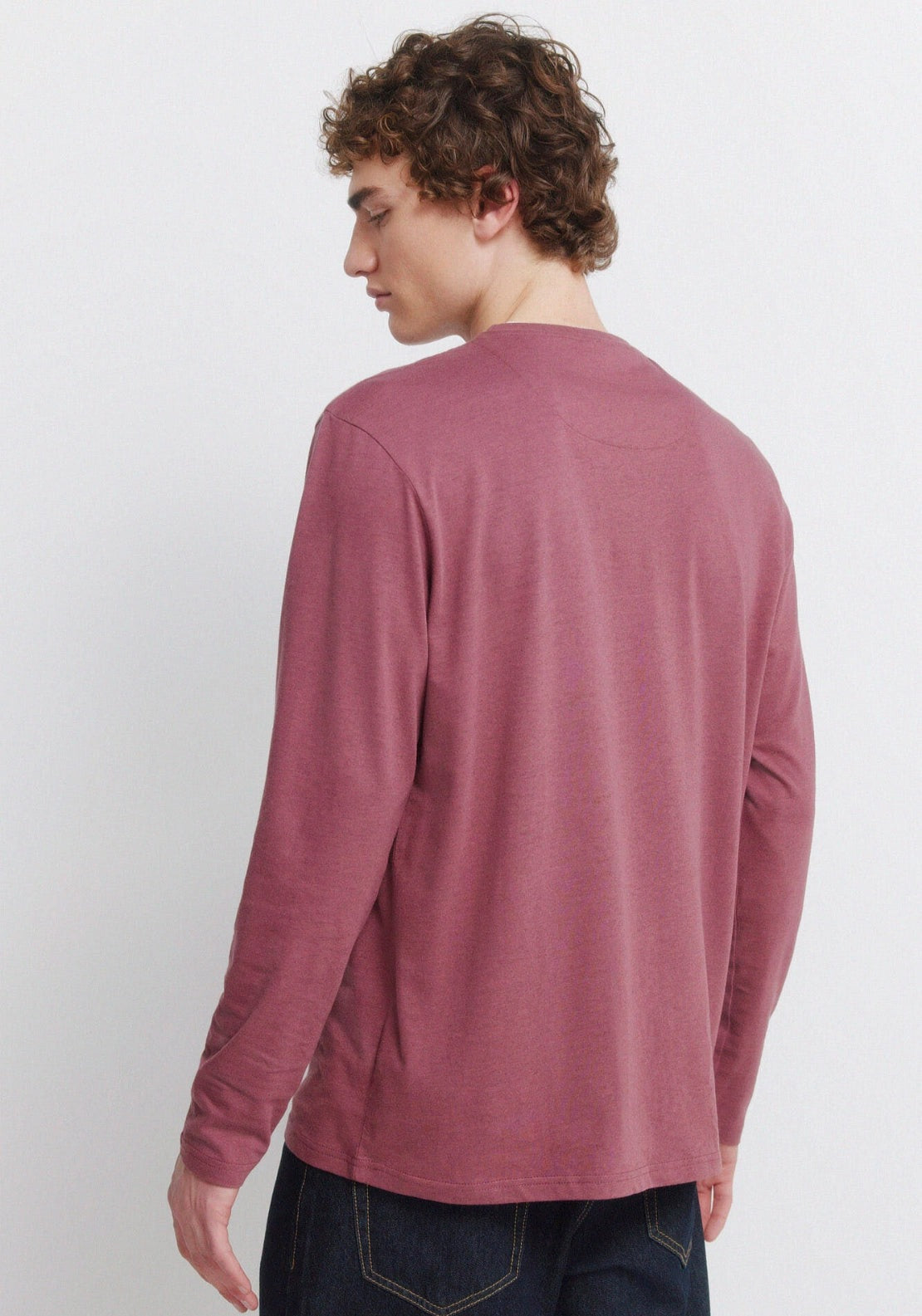 Long Sleeve Melange Effect T-Shirt - Red