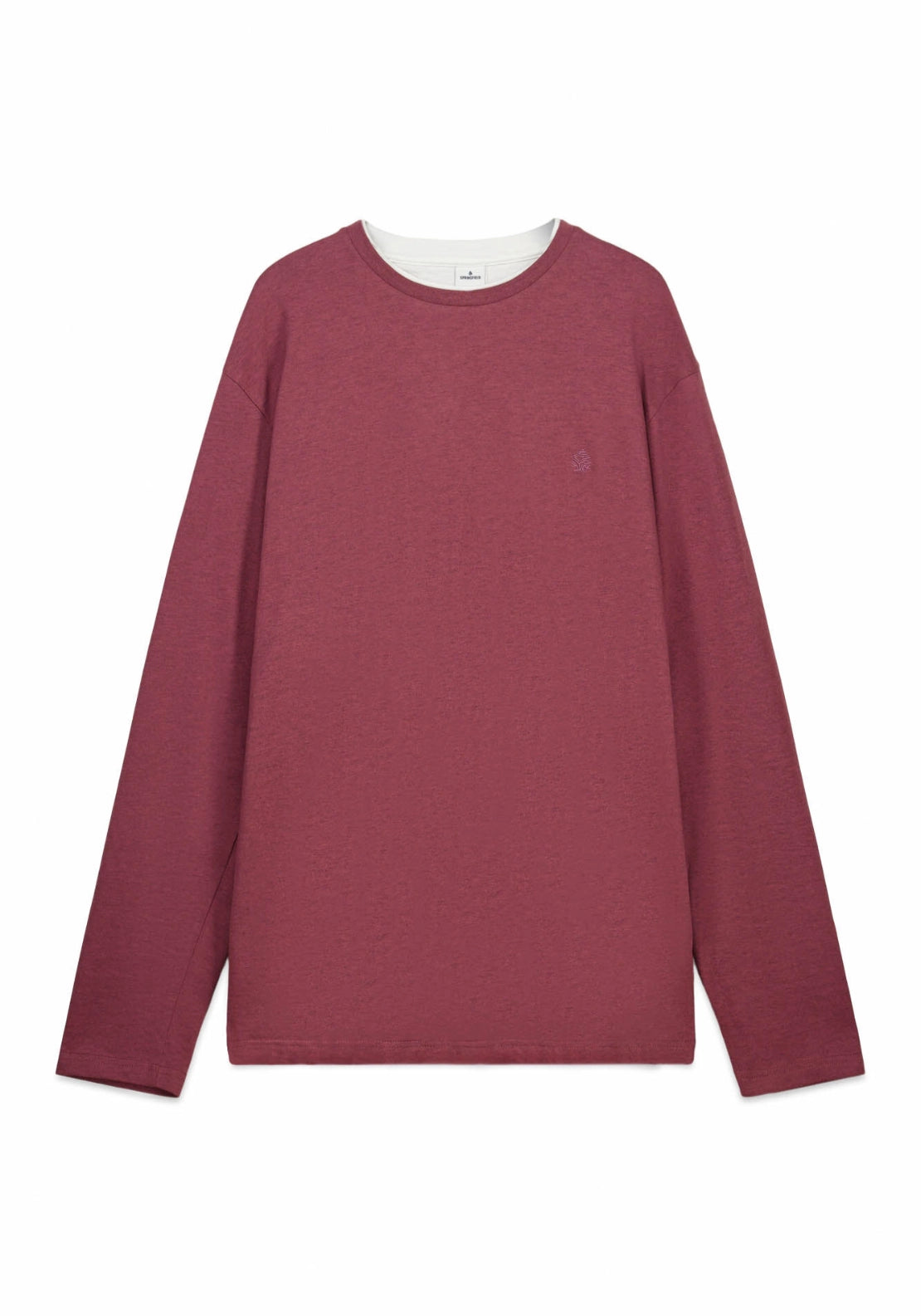 Long Sleeve Melange Effect T-Shirt - Red