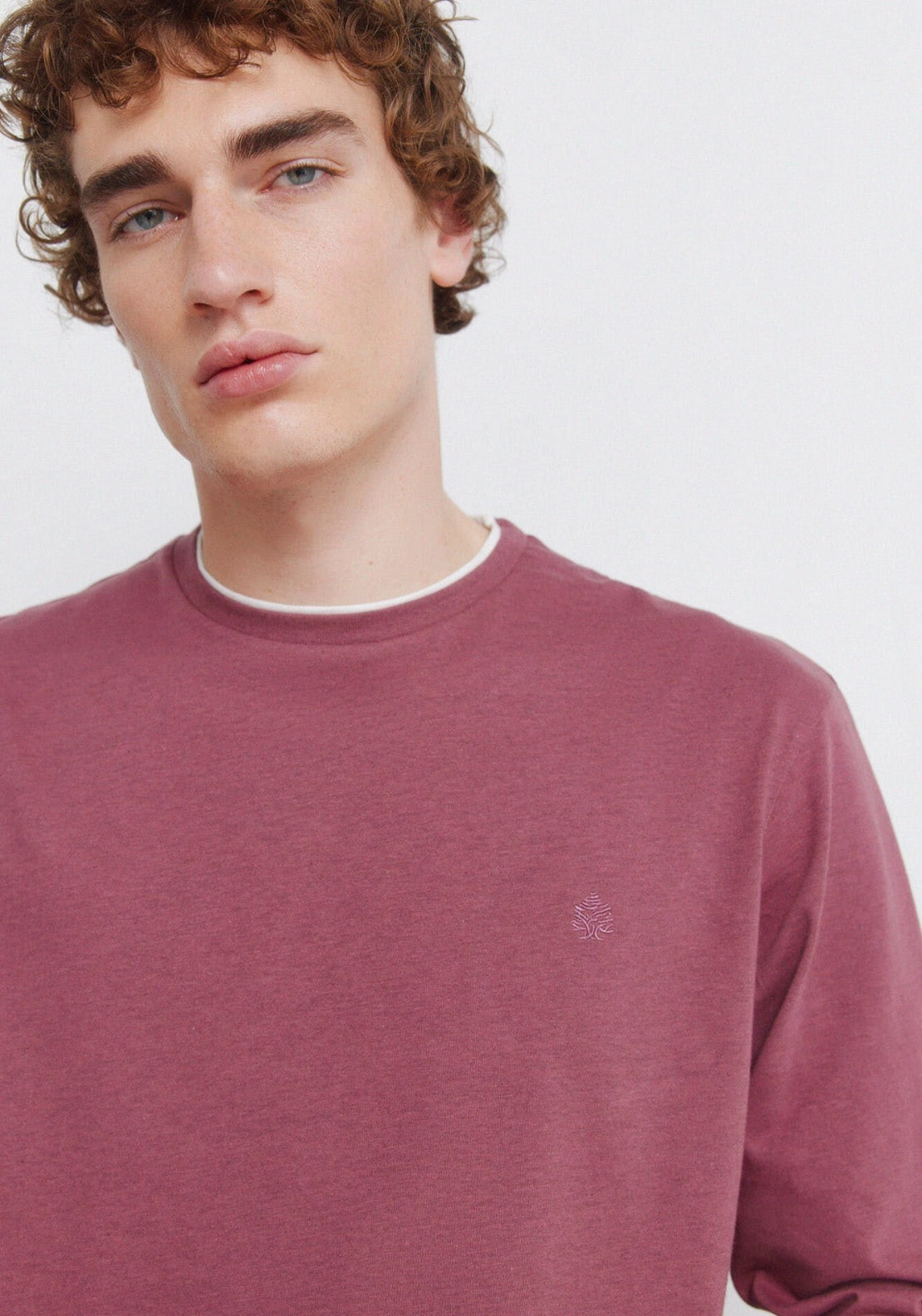 Long Sleeve Melange Effect T-Shirt - Red