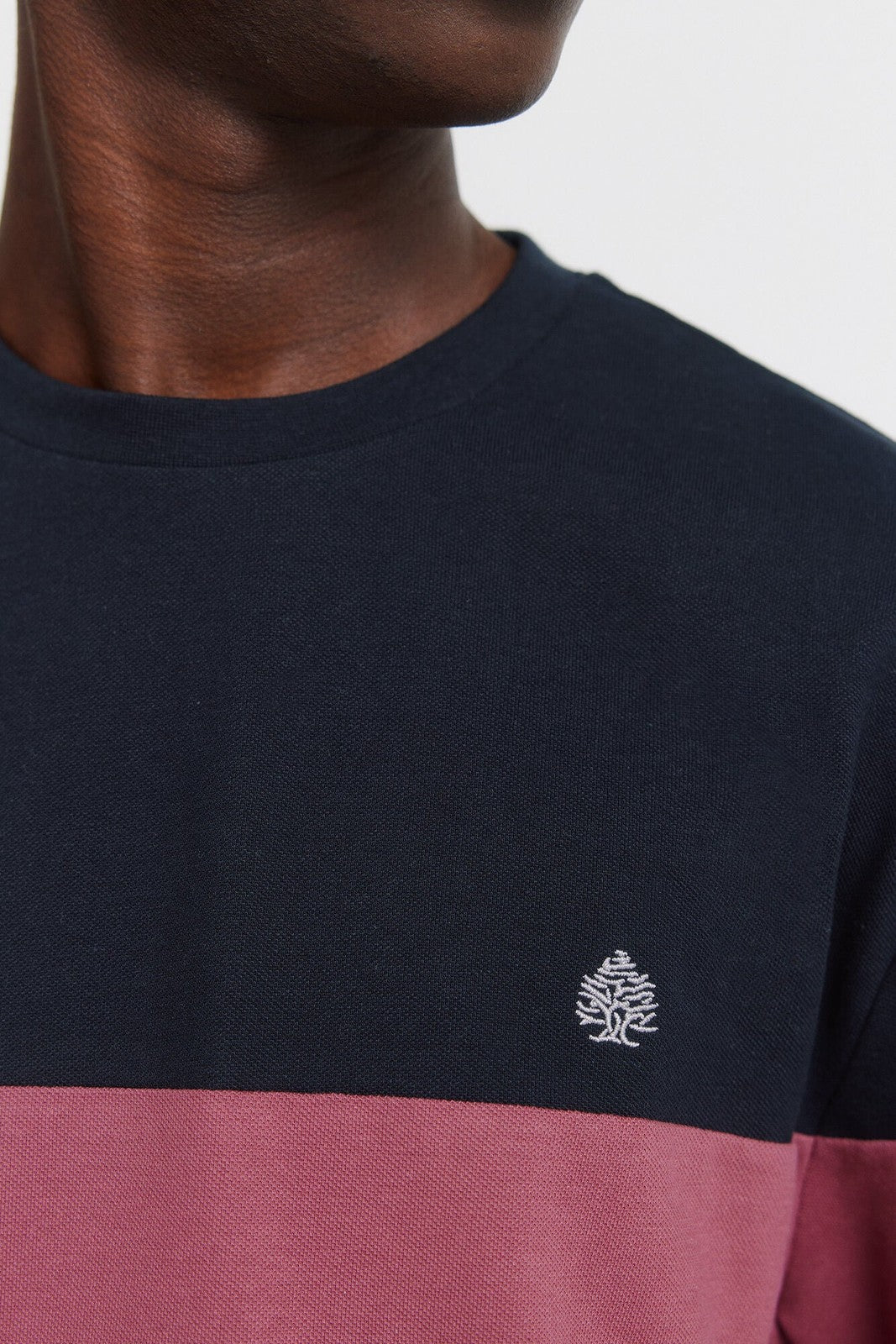 Long Sleeve Pique Block T-Shirt - Blue