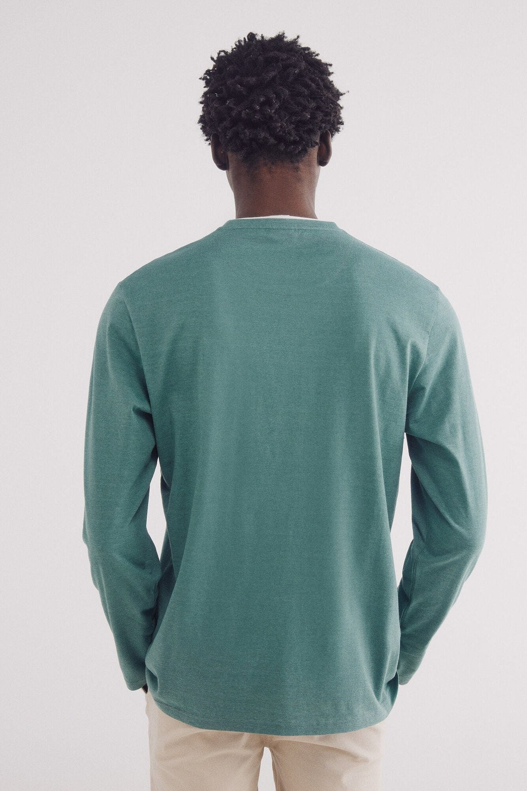 Springfield Double micro stripe long sleeve -shirt - Green 2 Shaws Department Stores