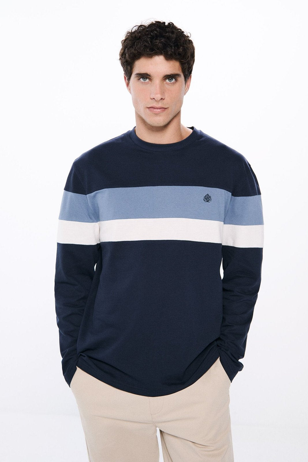 Springfield Cut long sleeve t-shirt - Blue 1 Shaws Department Stores