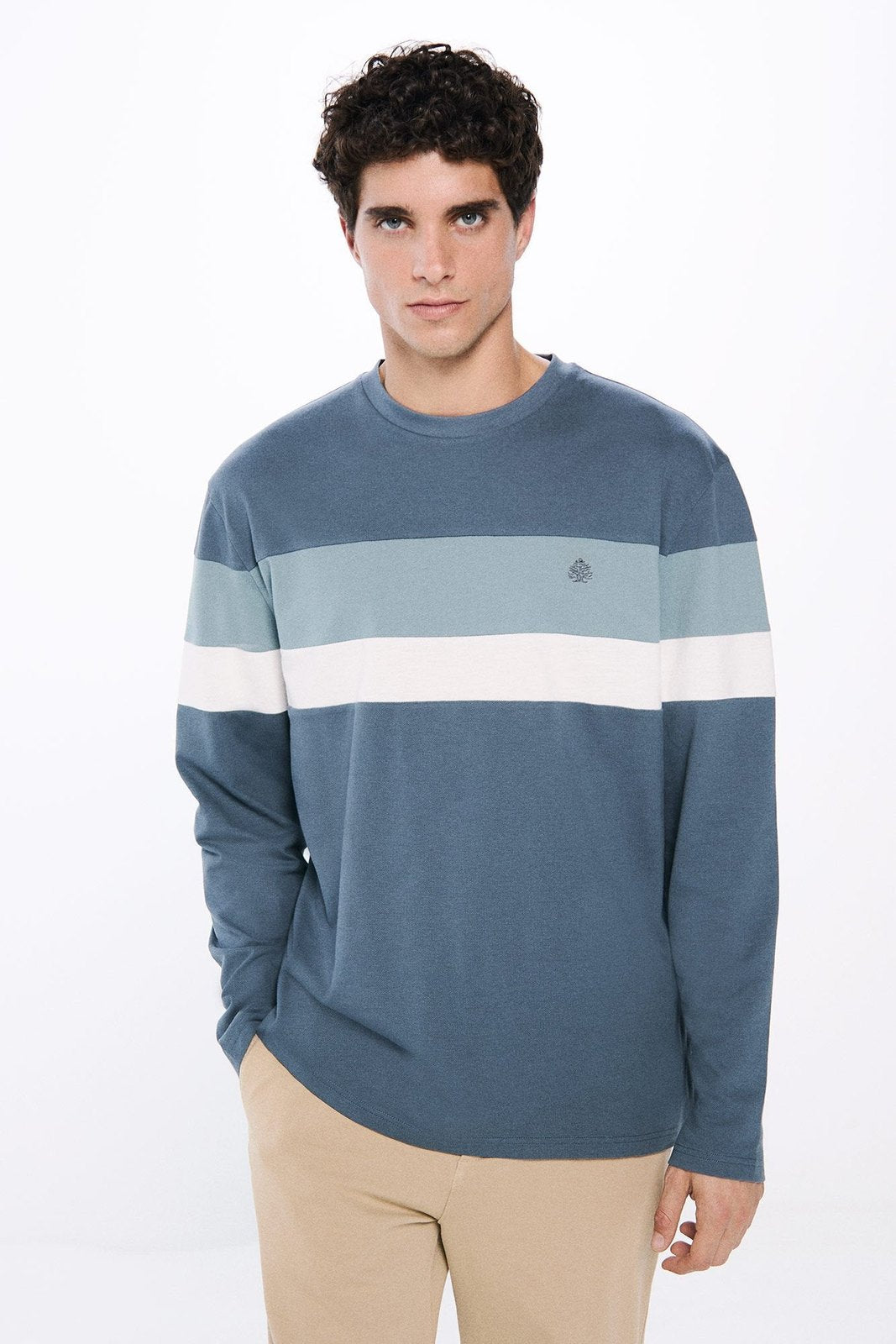 Springfield Cut long sleeve t-shirt - Blue 3 Shaws Department Stores