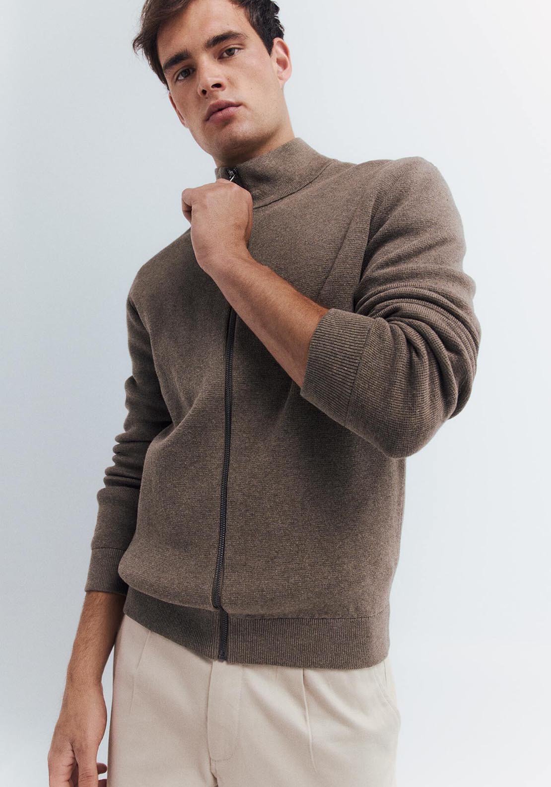 Springfield Milano Zip Fastening Caridgan - Brown 5 Shaws Department Stores