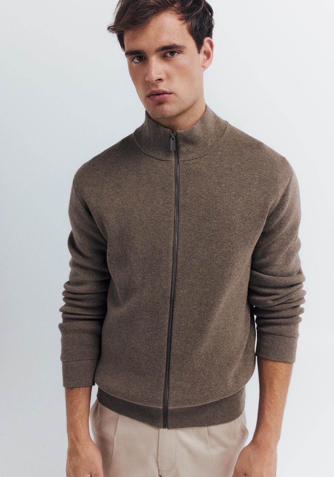 Springfield Milano Zip Fastening Caridgan - Brown 1 Shaws Department Stores
