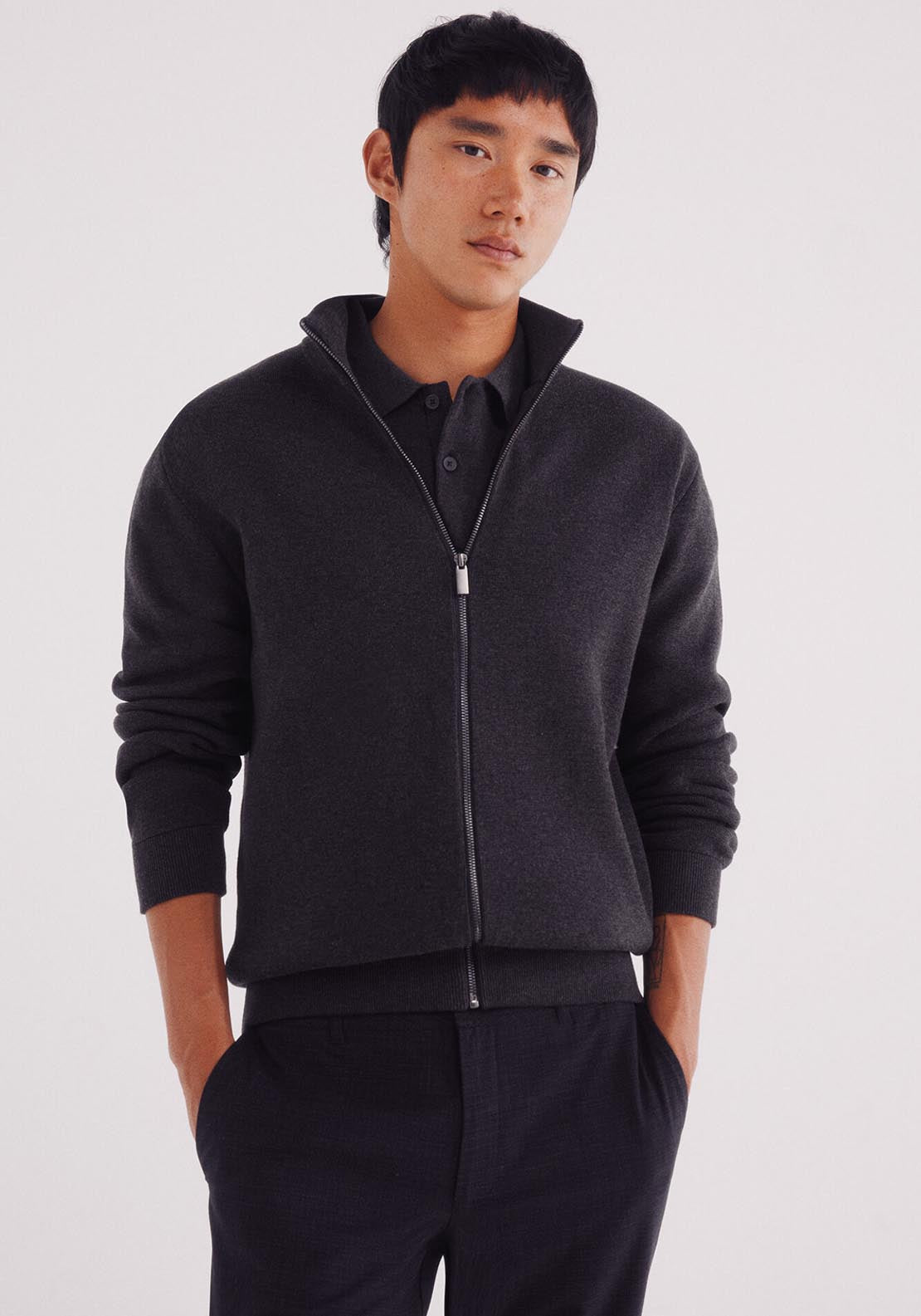 Springfield Milano Zip Fastening Caridgan - Grey 1 Shaws Department Stores