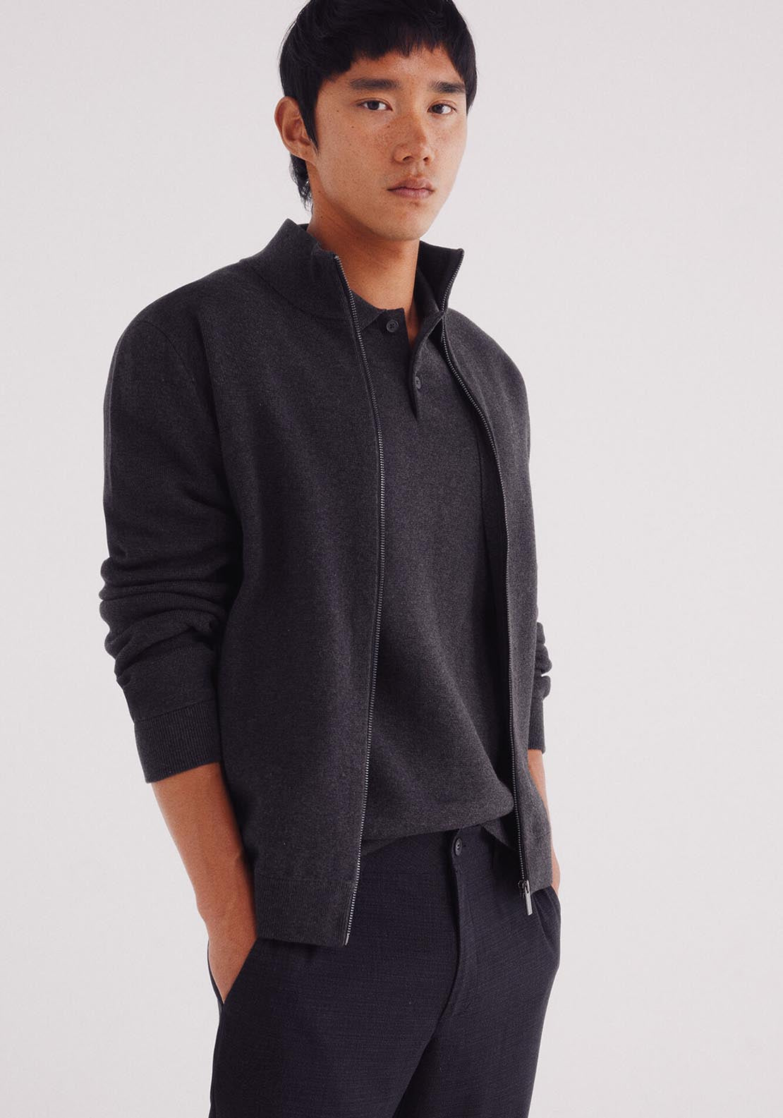 Springfield Milano Zip Fastening Caridgan - Grey 3 Shaws Department Stores