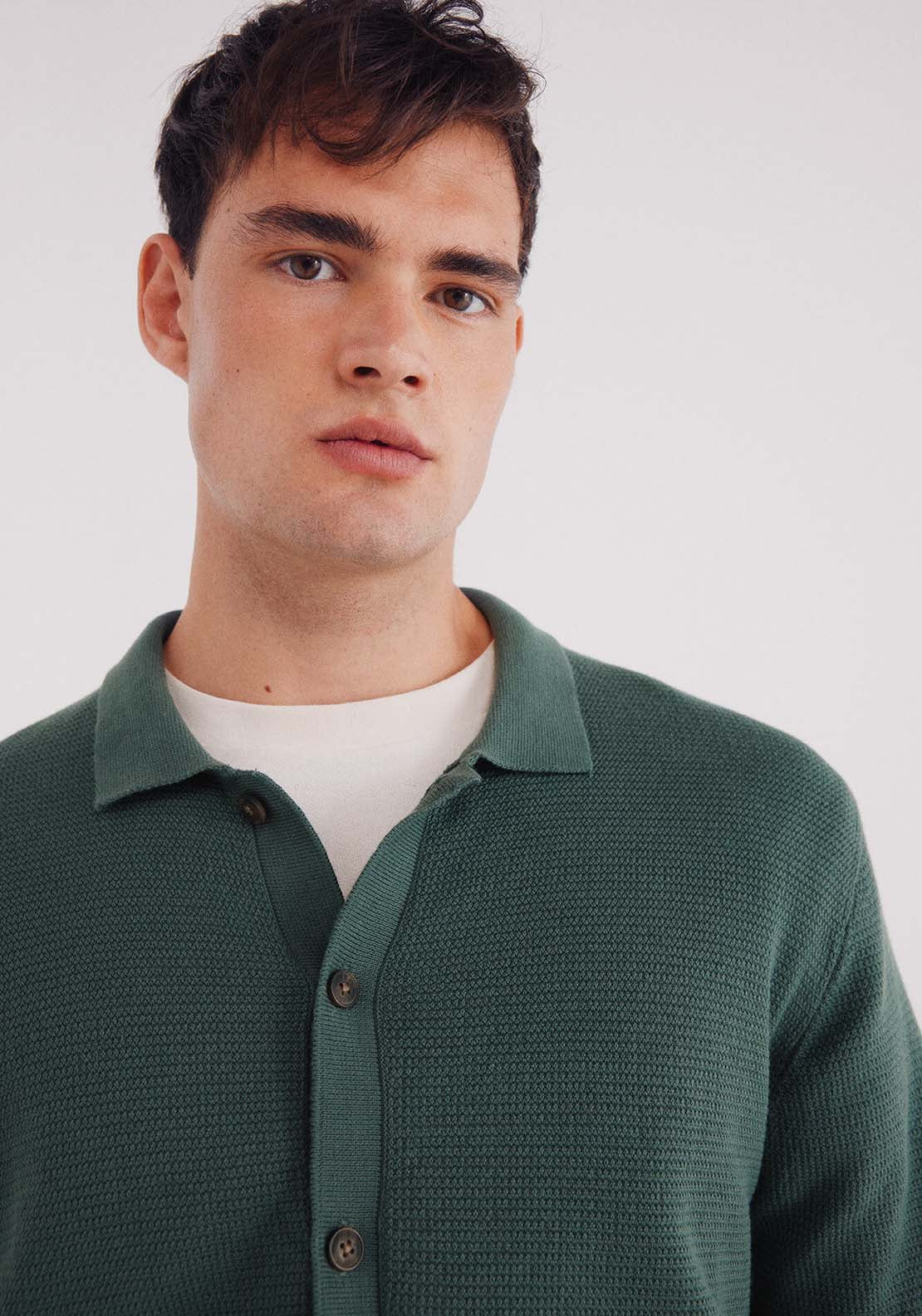 Structured Cardigan In Colour - Green