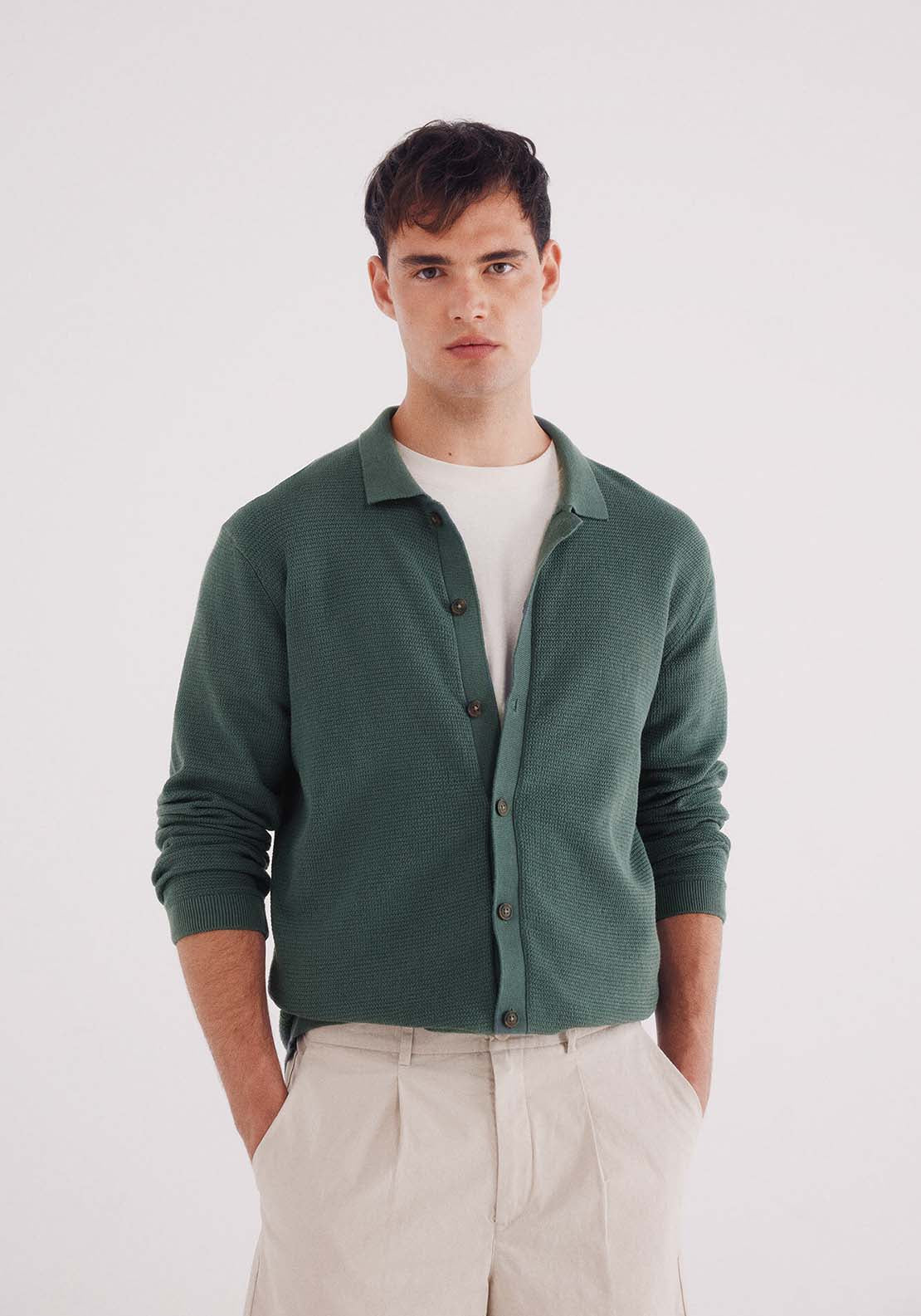 Structured Cardigan In Colour - Green