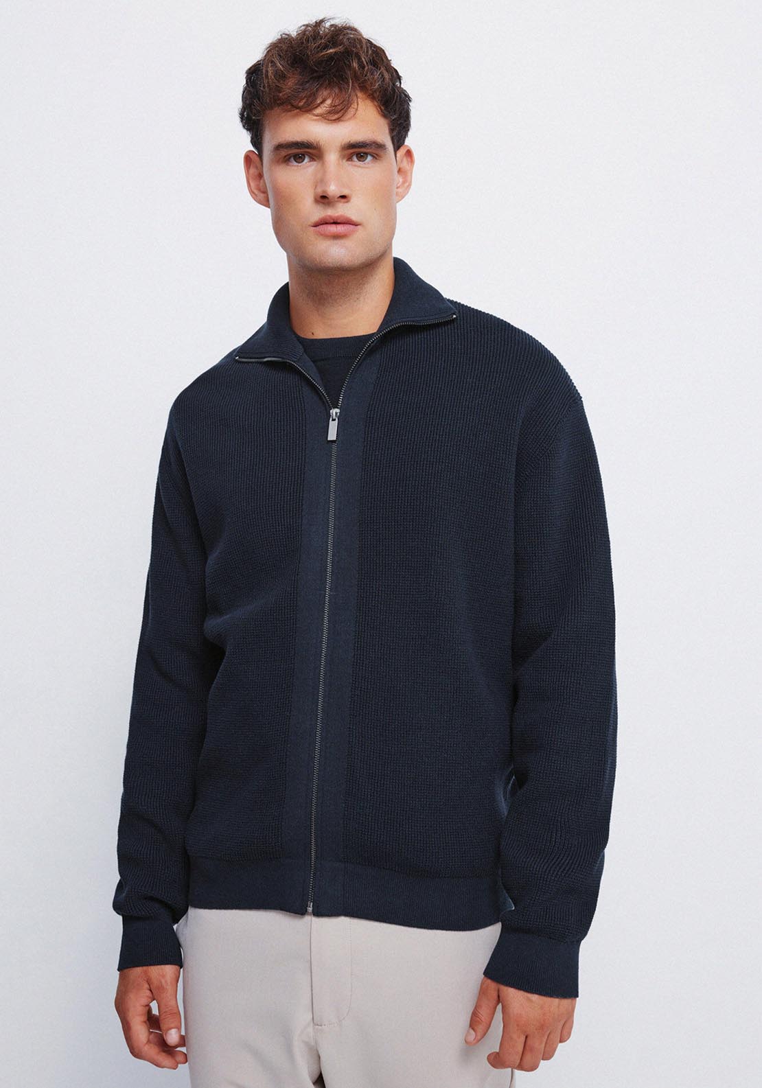 Zip Fastening Cardigan - Blue