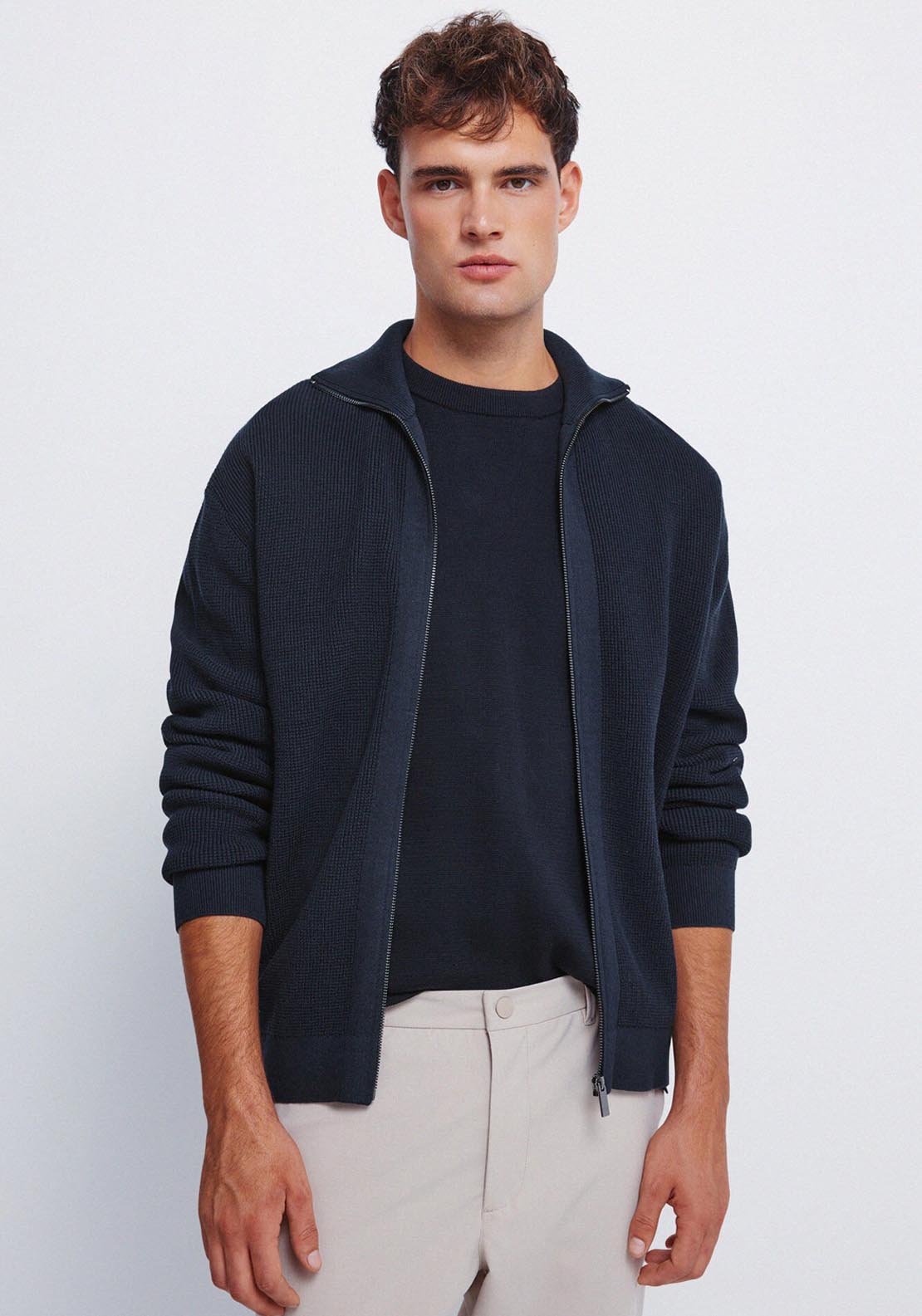 Zip Fastening Cardigan - Blue