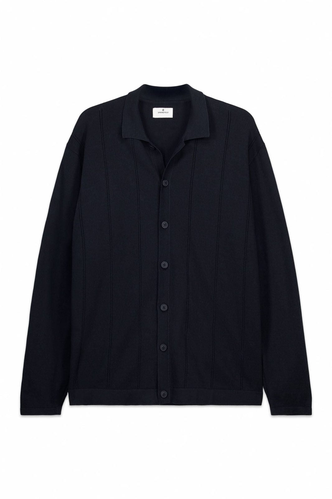 Polo Neck Button Cardigan - Navy