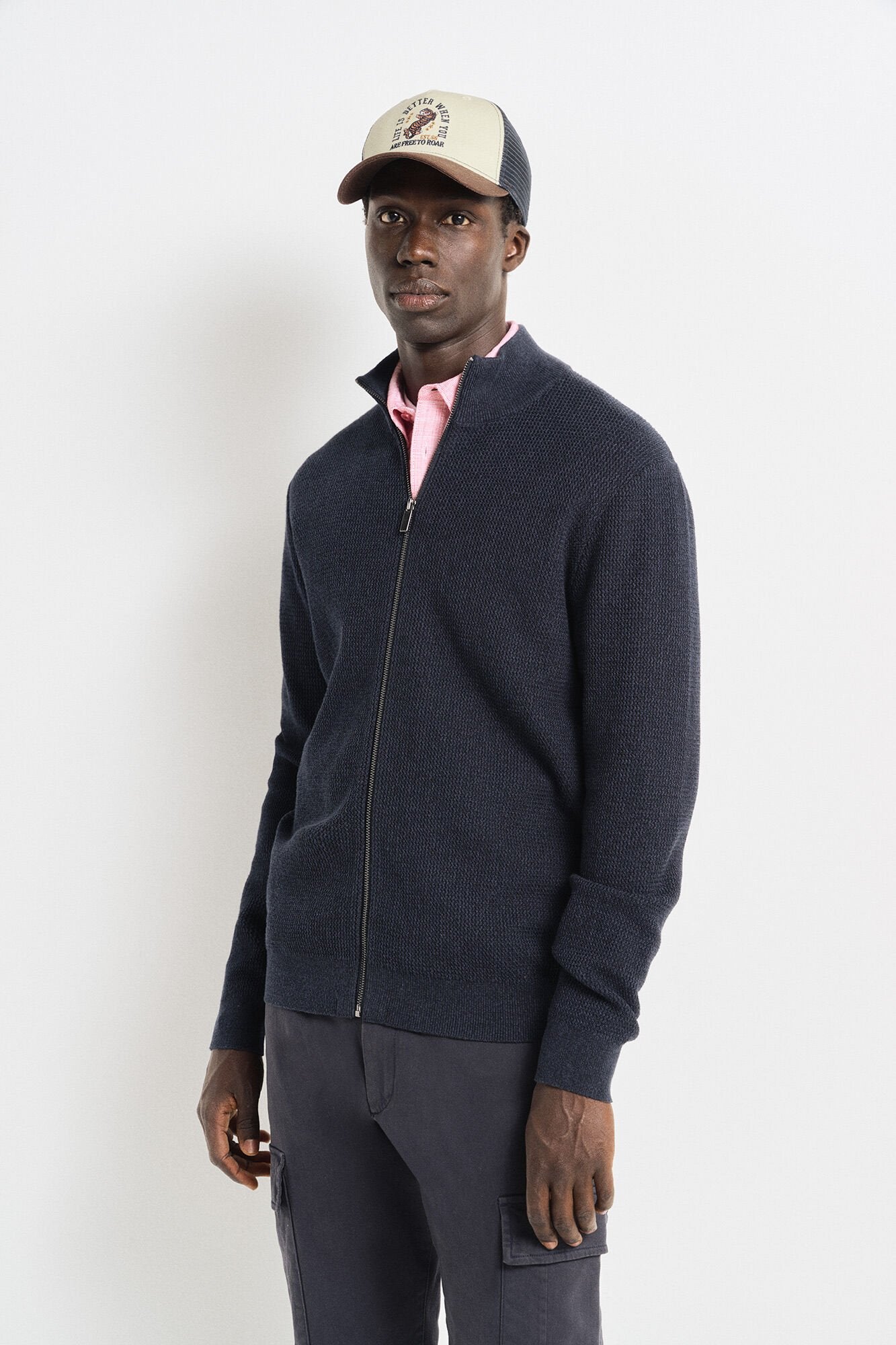 Springfield Zip Up Cardigan - Navy 1 Shaws Department Stores