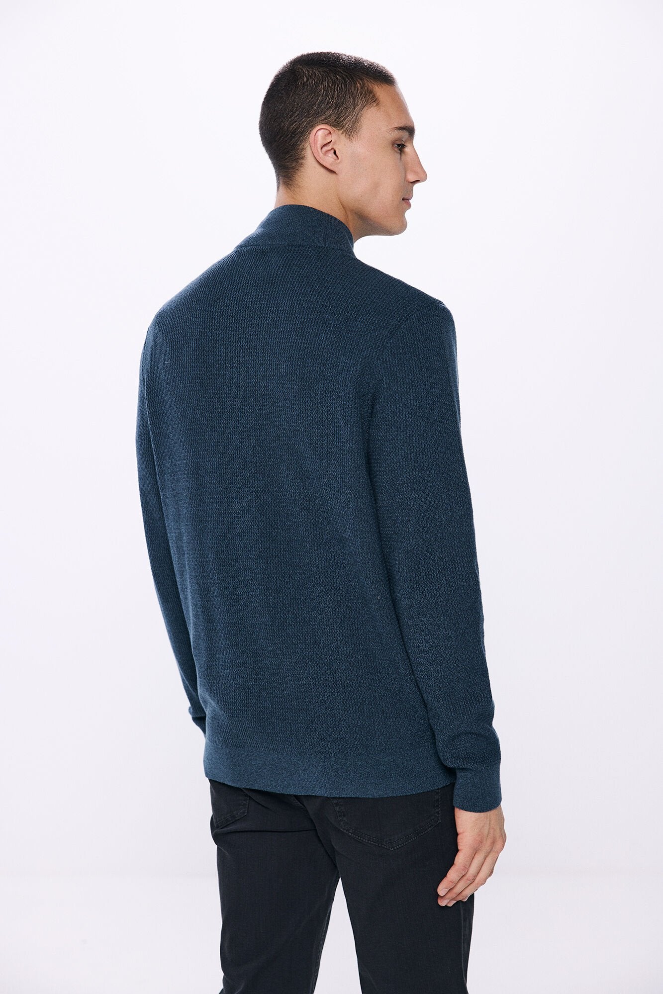 Springfield Zip Up Cardigan - Blue 4 Shaws Department Stores