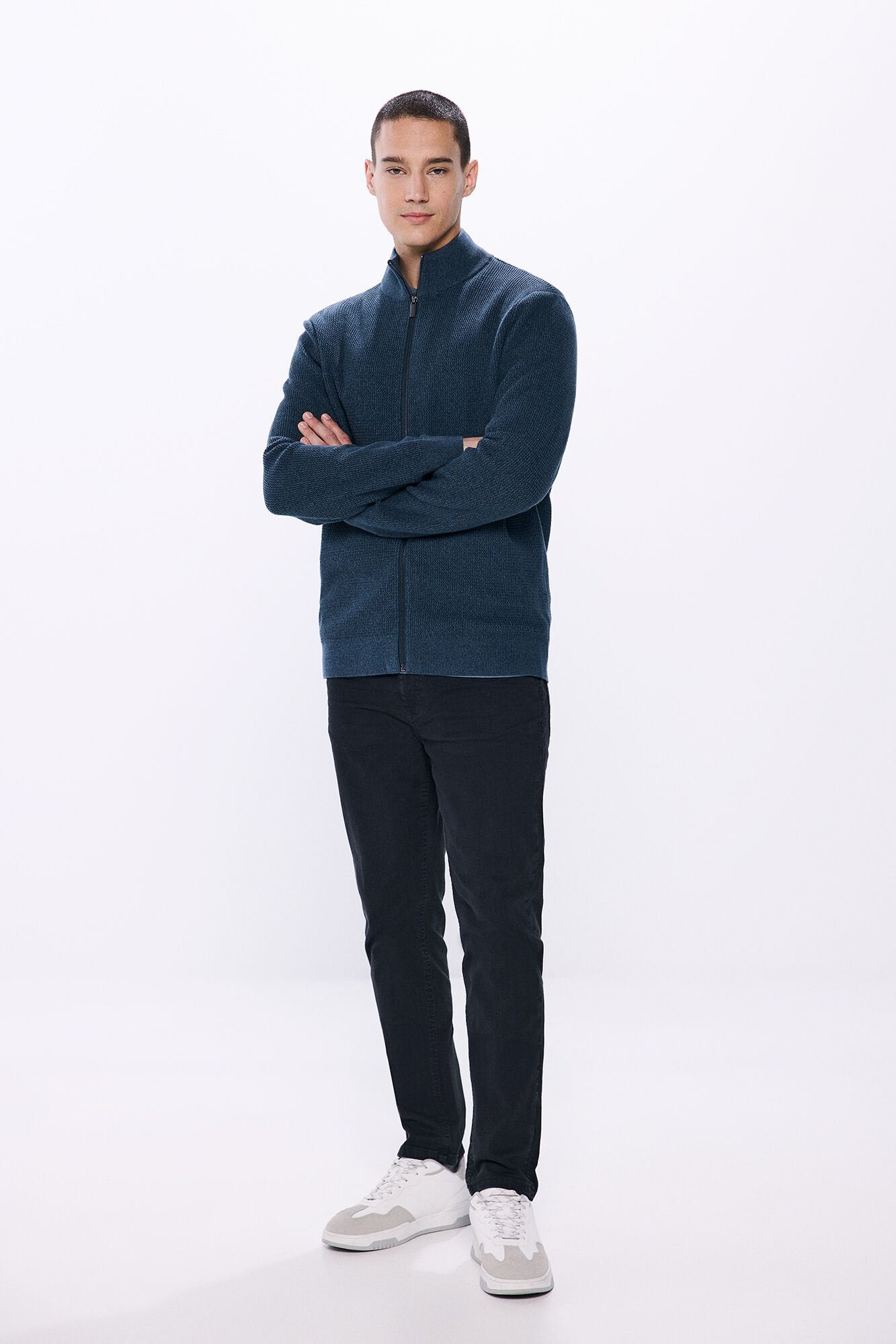 Springfield Zip Up Cardigan - Blue 2 Shaws Department Stores