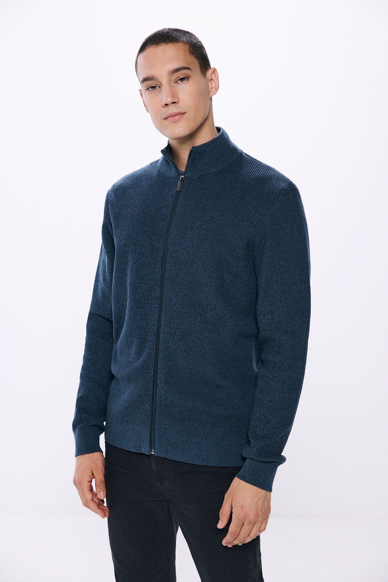 Springfield Zip Up Cardigan - Blue 1 Shaws Department Stores