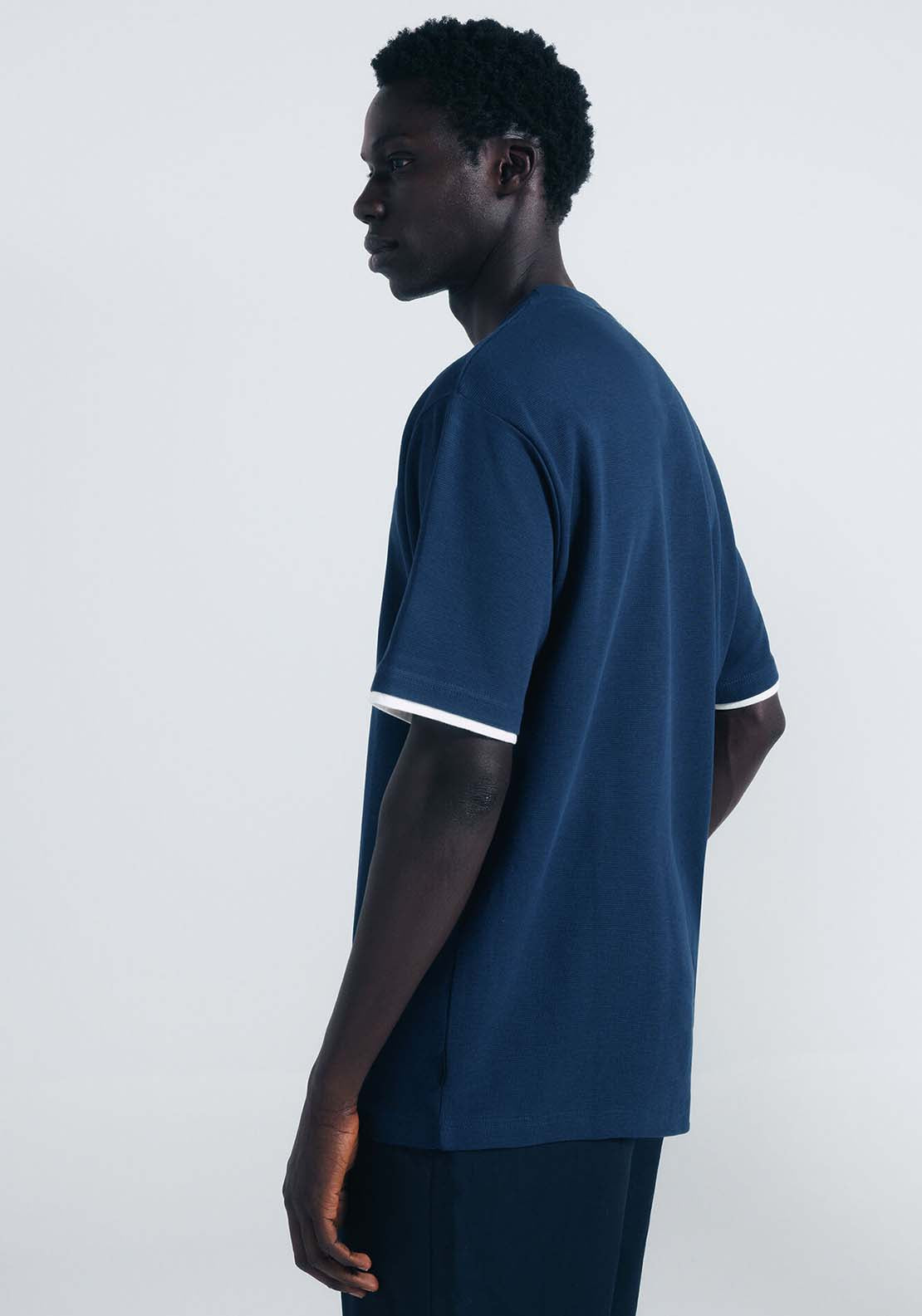 Double Mini Waffle T-Shirt - Blue