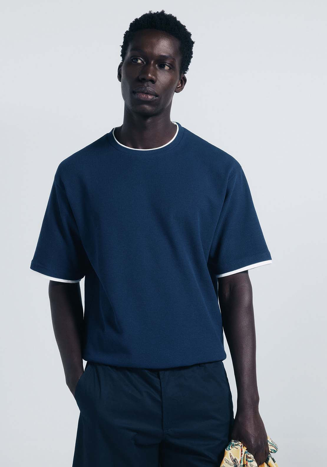 Double Mini Waffle T-Shirt - Blue