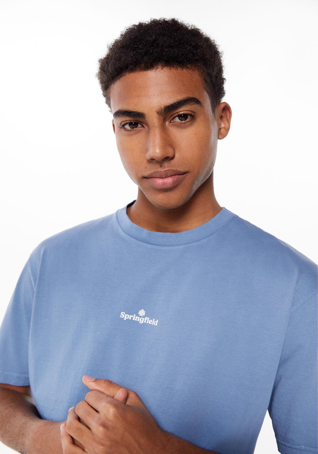 Springfield Washed T-shirt with logo - Blue 5 Shaws Department Stores