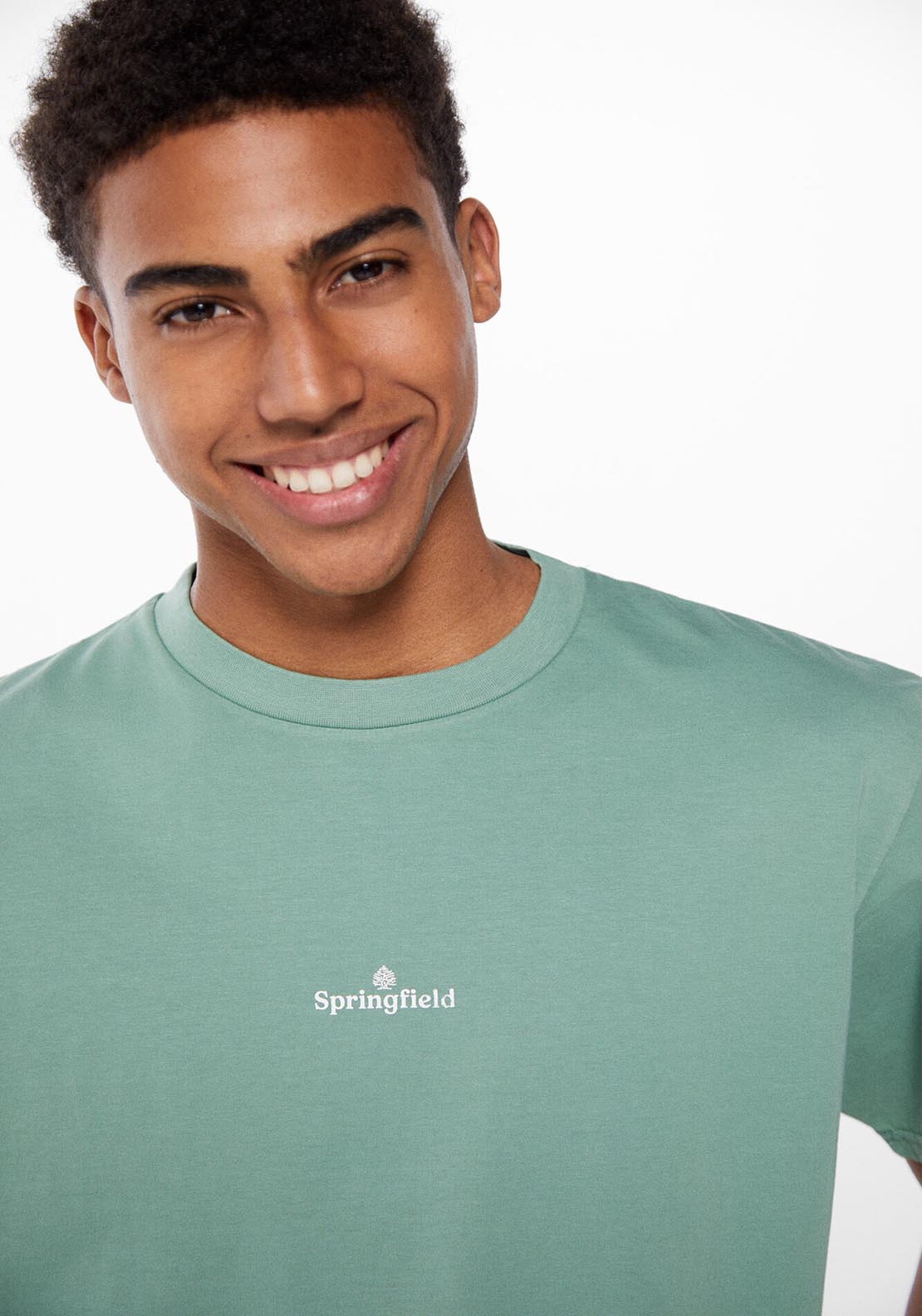 Springfield Washed T-shirt with logo - Green 4 Shaws Department Stores