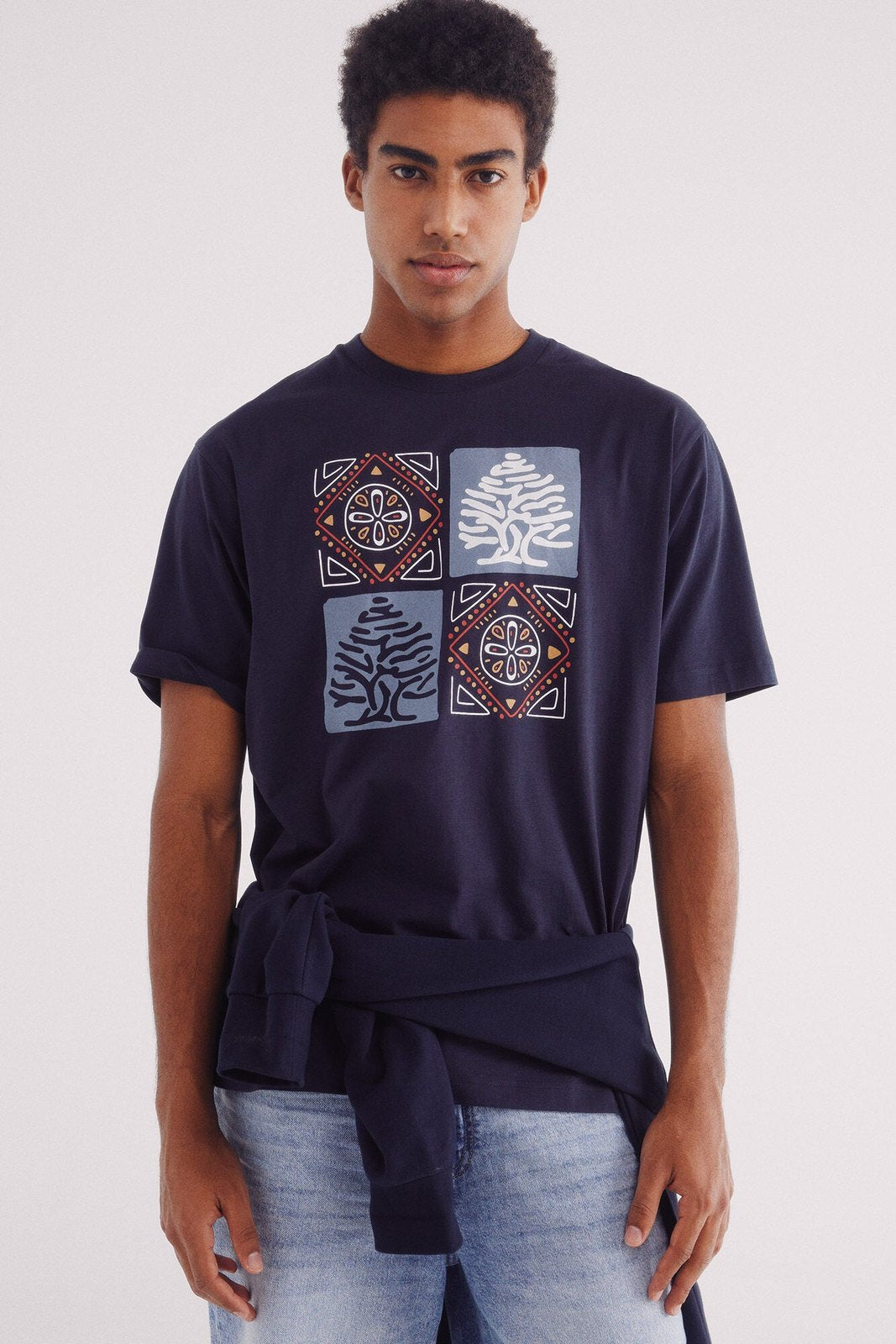 Springfield Ethnic Tree T-Shirt - Blue 1 Shaws Department Stores