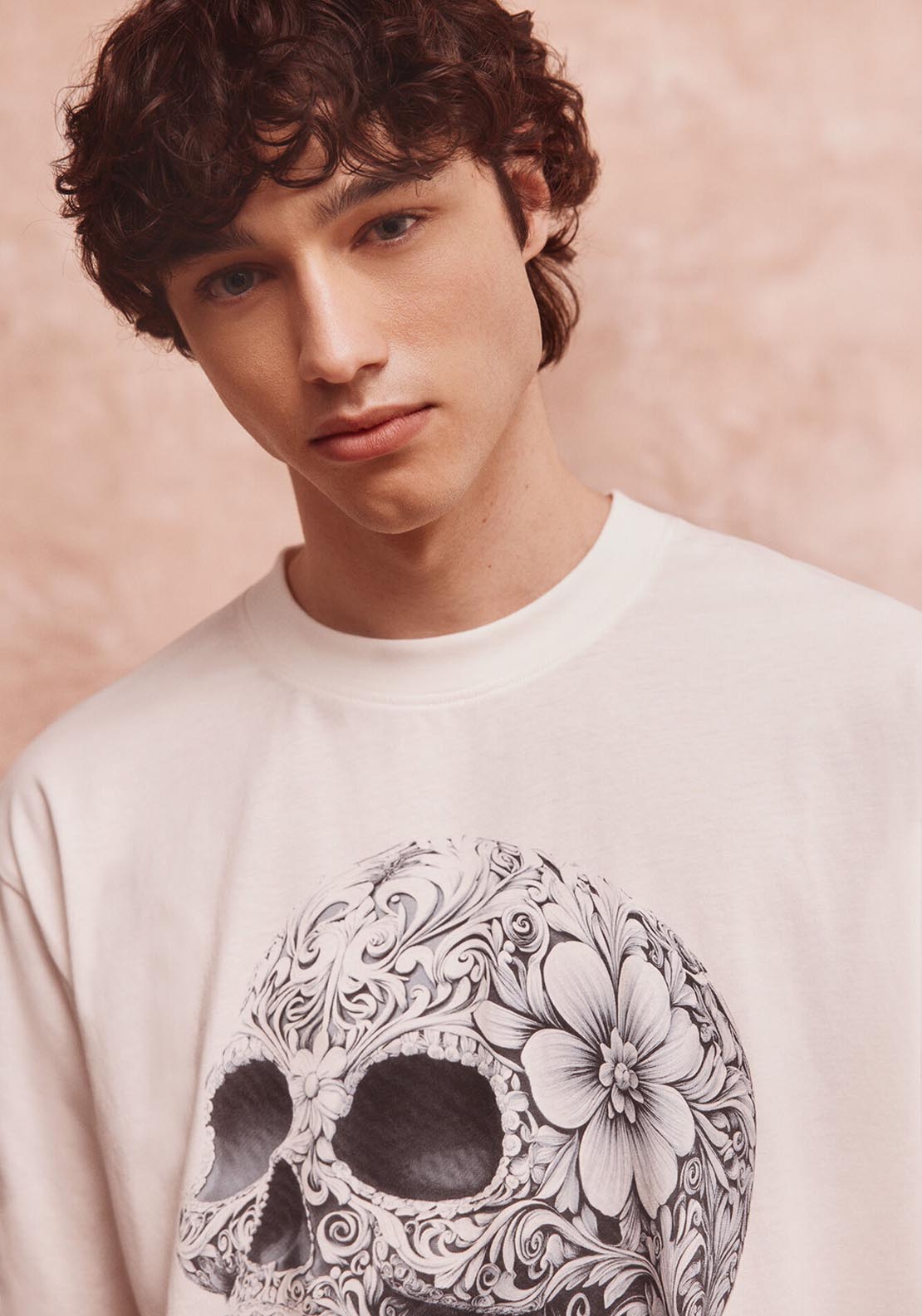 Springfield Skull Mex Grey T-shirt - White 3 Shaws Department Stores