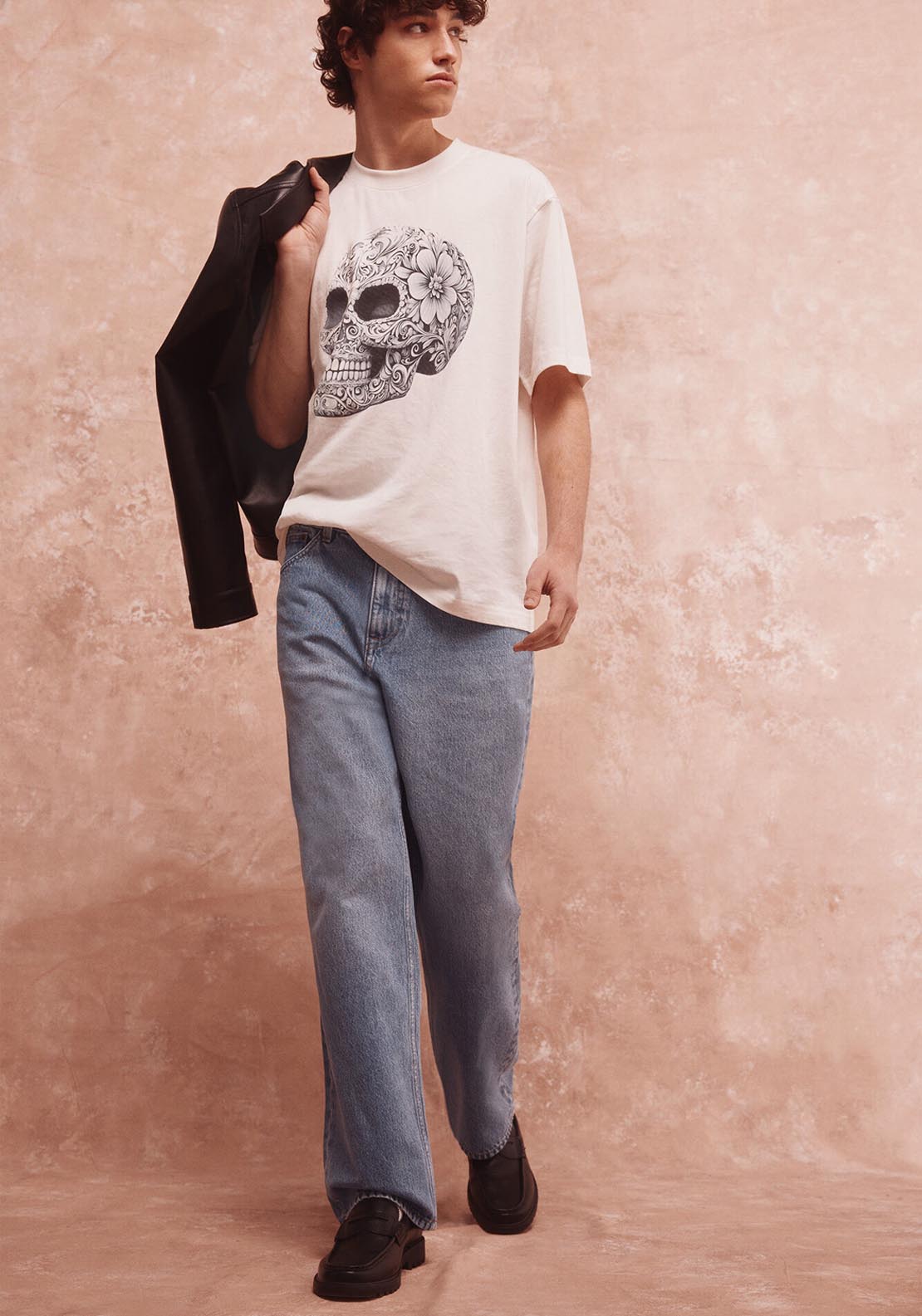 Springfield Skull Mex Grey T-shirt - White 4 Shaws Department Stores