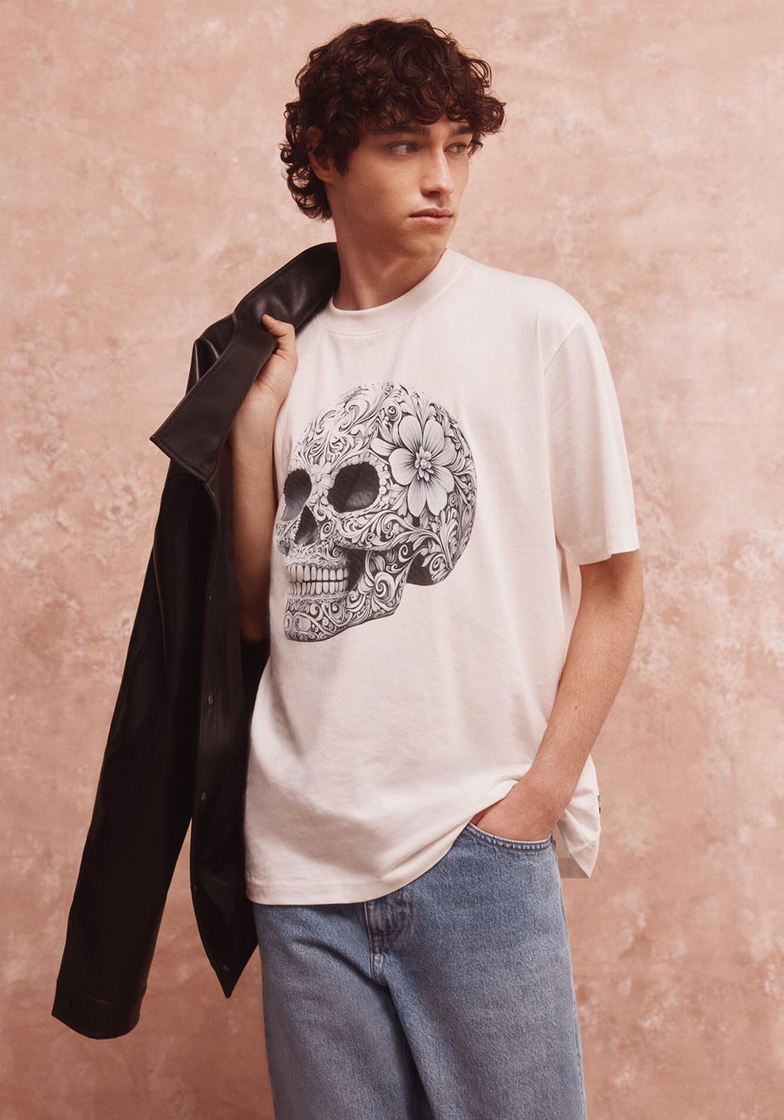 Springfield Skull Mex Grey T-shirt - White 1 Shaws Department Stores
