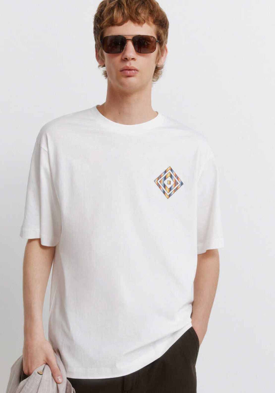 Striped Diamond T-Shirt - White