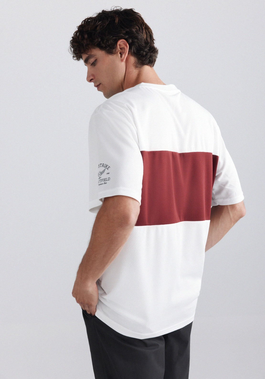 V Neck Football Tee - White
