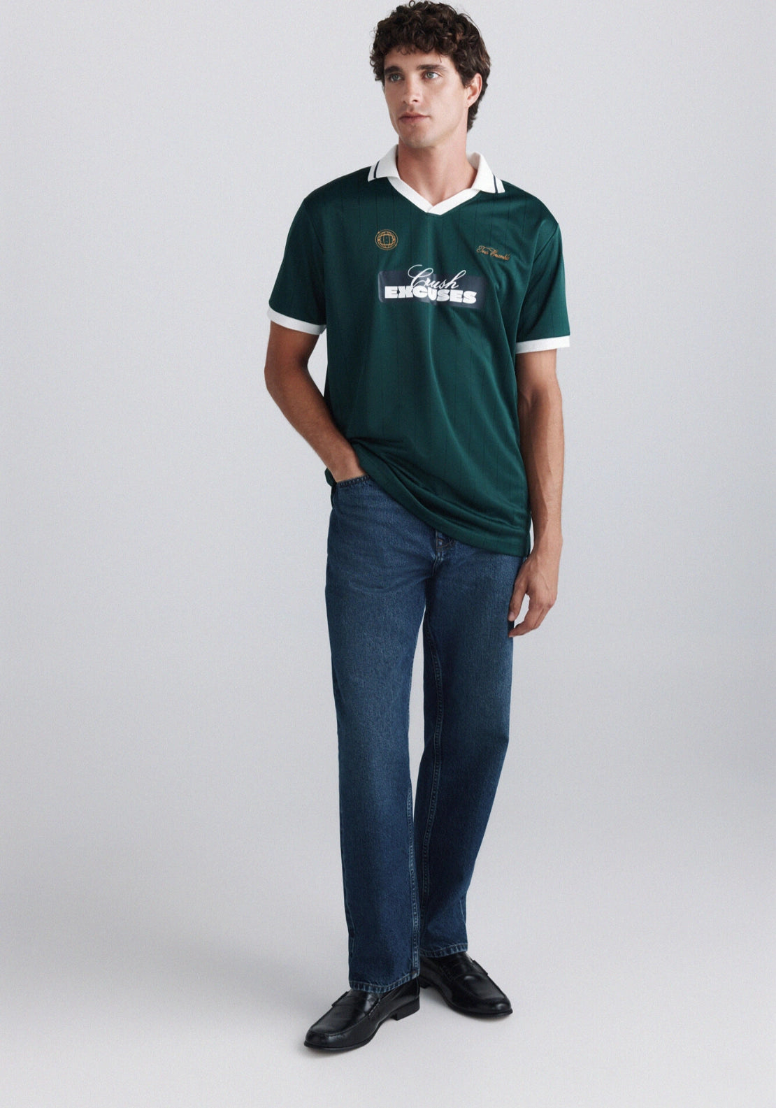 V Neck Football Tee - Green