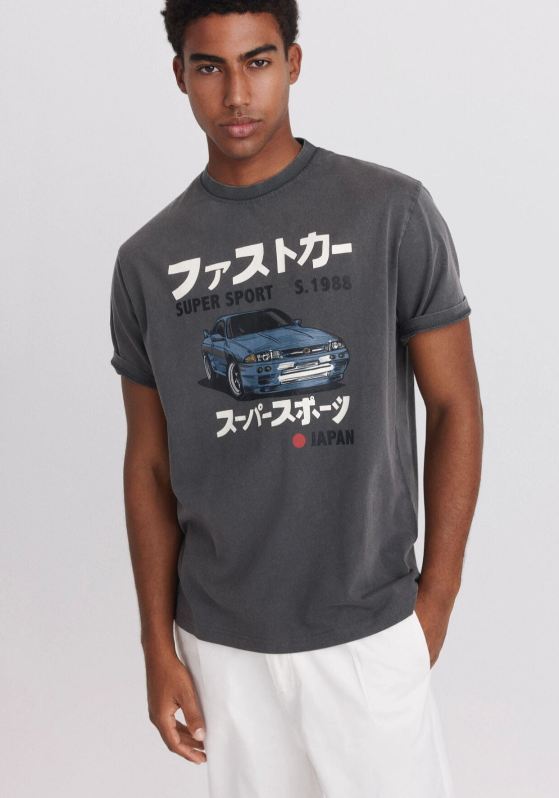 Japan Car Graphic T-Shirt - Grey