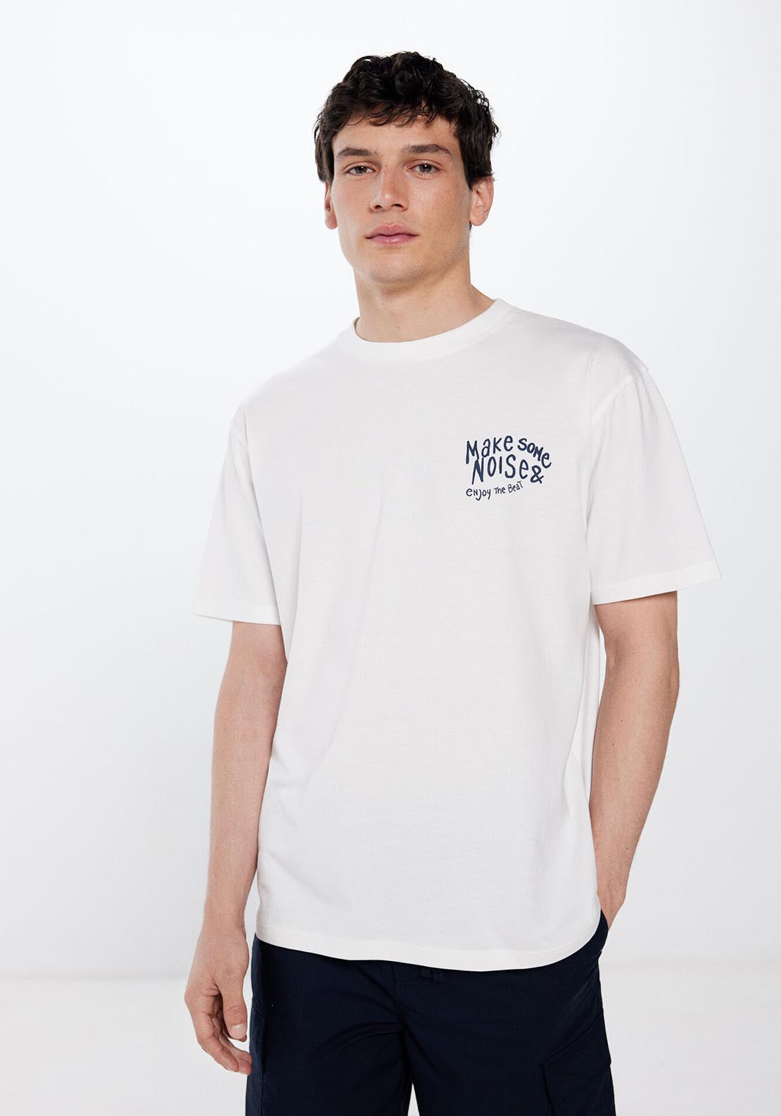 Springfield Make some noise T-shirt - Ivory 1 Shaws Department Stores