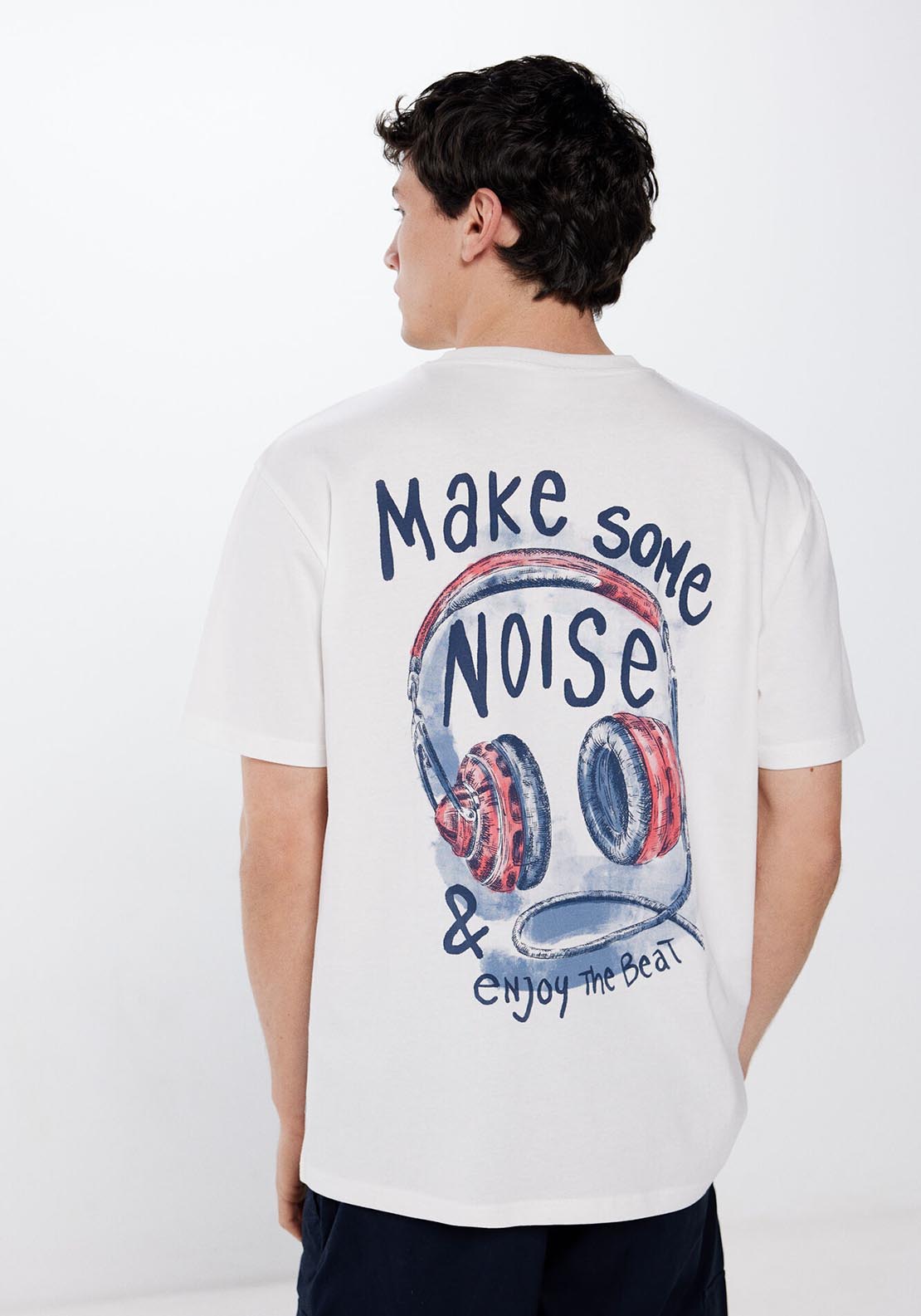 Springfield Make some noise T-shirt - Ivory 2 Shaws Department Stores