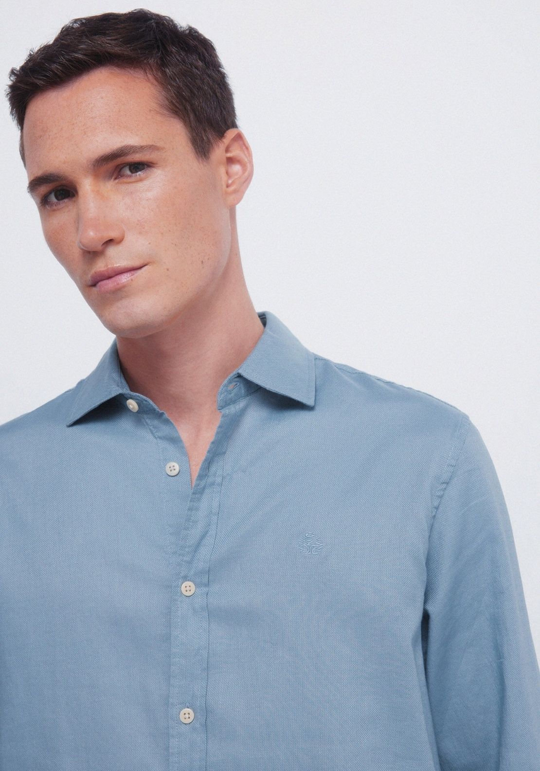 Plain Structured Shirt - Blue