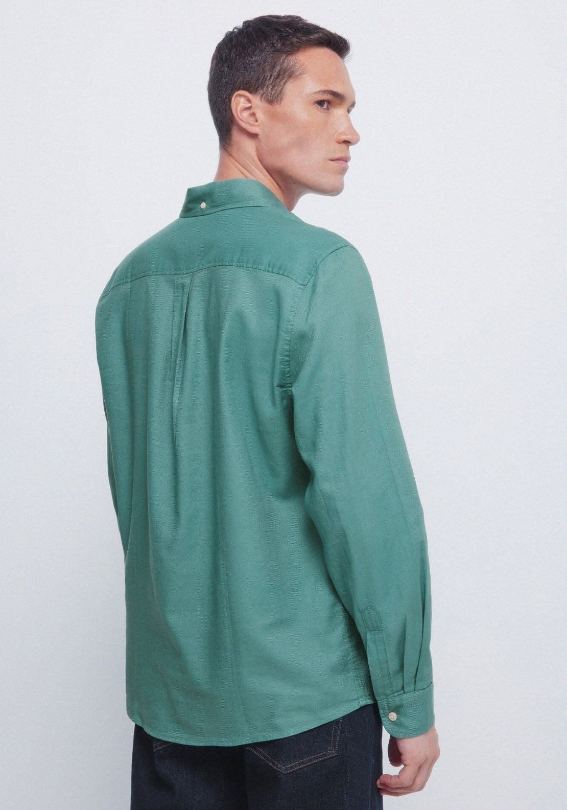 Plain Structured Shirt - Green