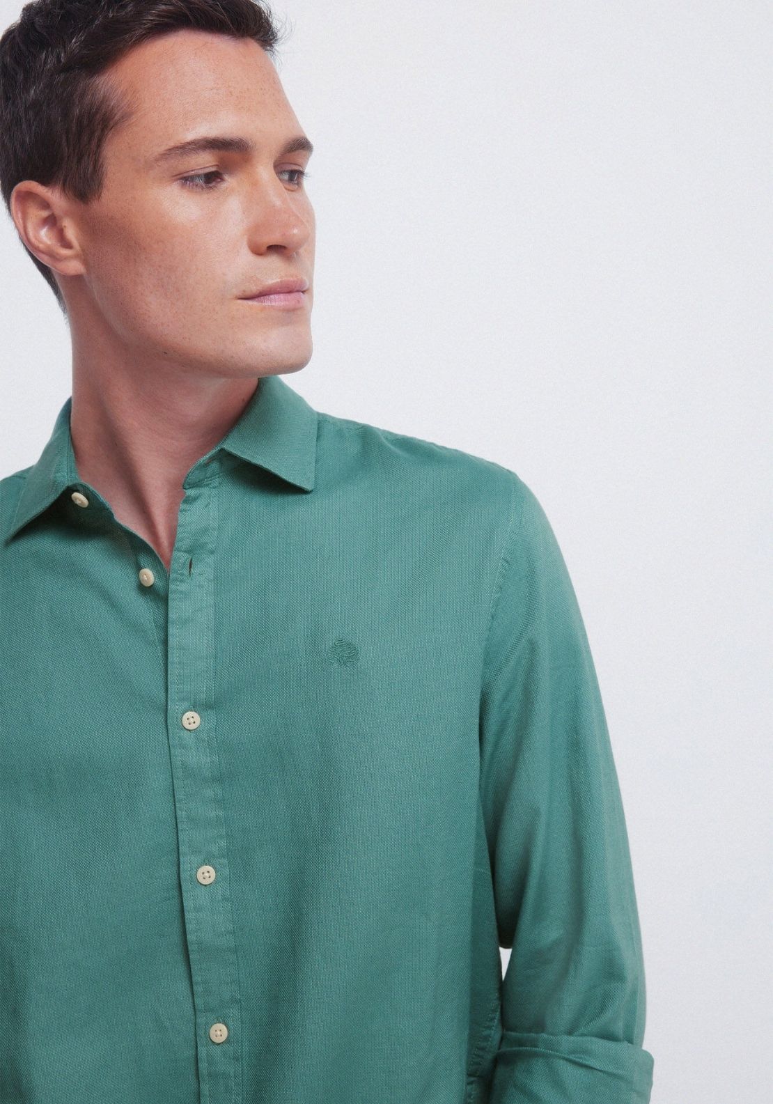 Plain Structured Shirt - Green