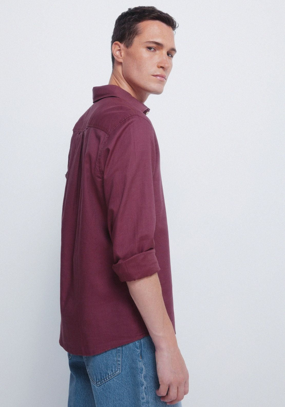 Plain Structured Shirt - Red