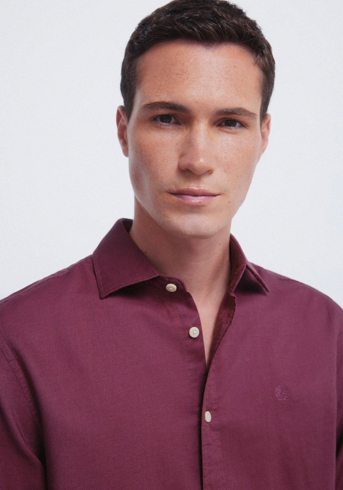 Plain Structured Shirt - Red