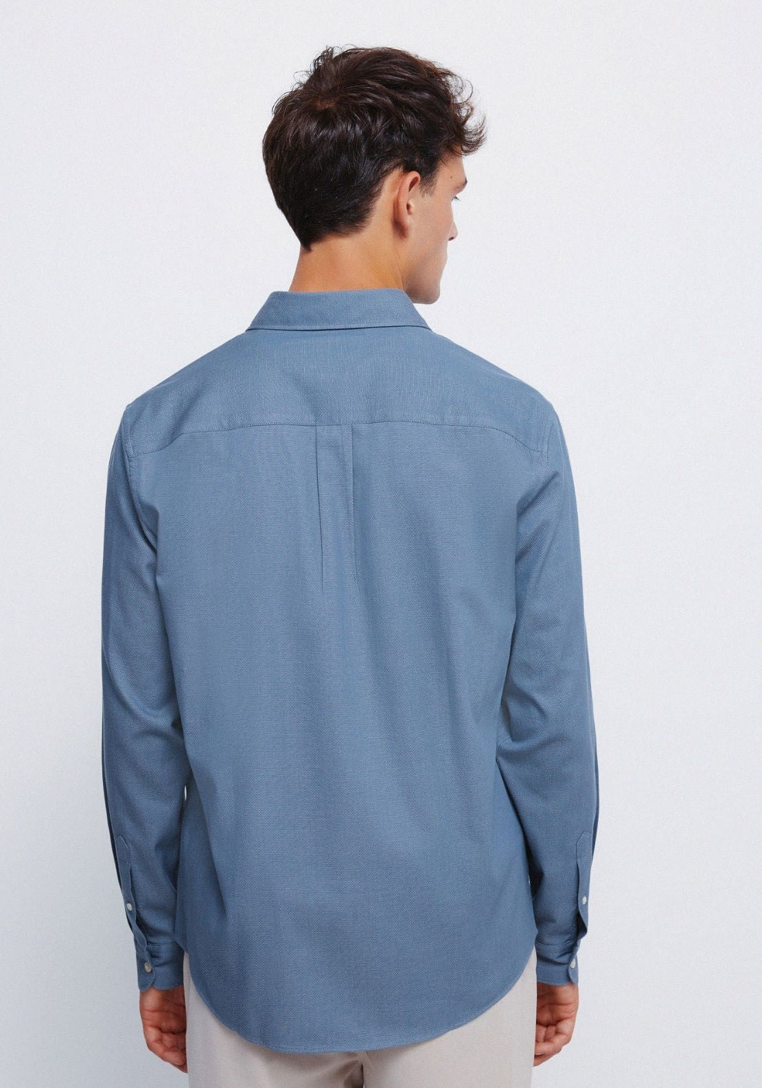 Two Tone Structured Shirt - Blue